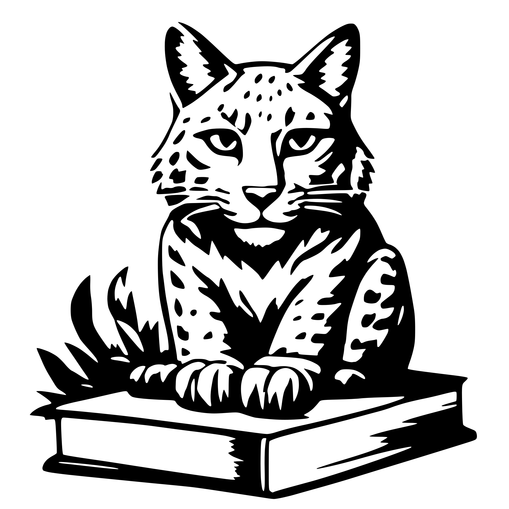 AI-generated SVG of a bobcat sitting on book