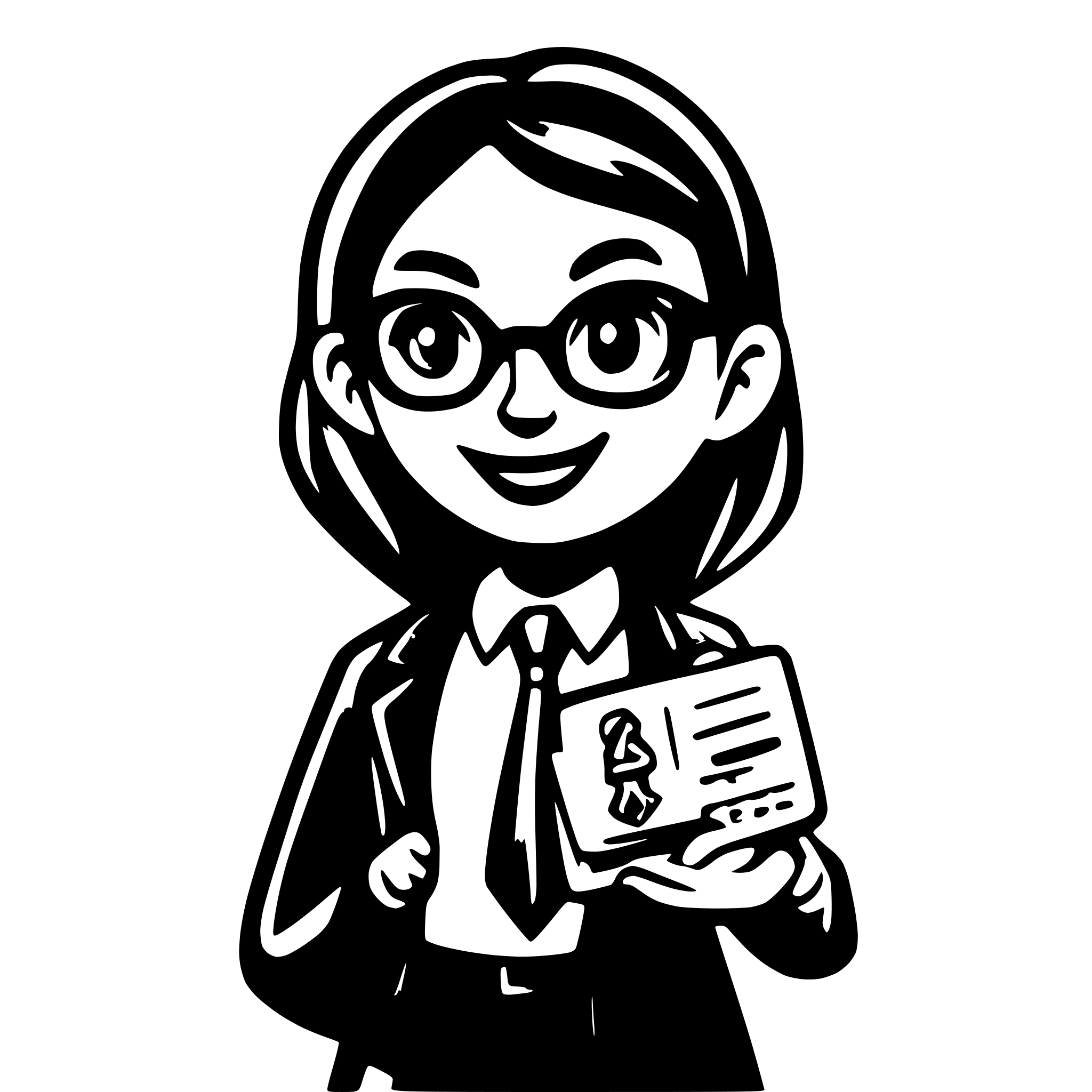 AI-generated SVG of a Create a high-quality 2D animated sticker featuring a friendly accountant character. The character should be a cheerful, professional-looking figure wearing glasses, a tie, and holding a calculator or a document with financial charts. The animation should include subtle movements like blinking, a head nod, or a hand waving to create a welcoming effect. The style should be clean, modern, and slightly cartoonish with soft colors (blue, green, and white) to convey trust and professionalism. The bac