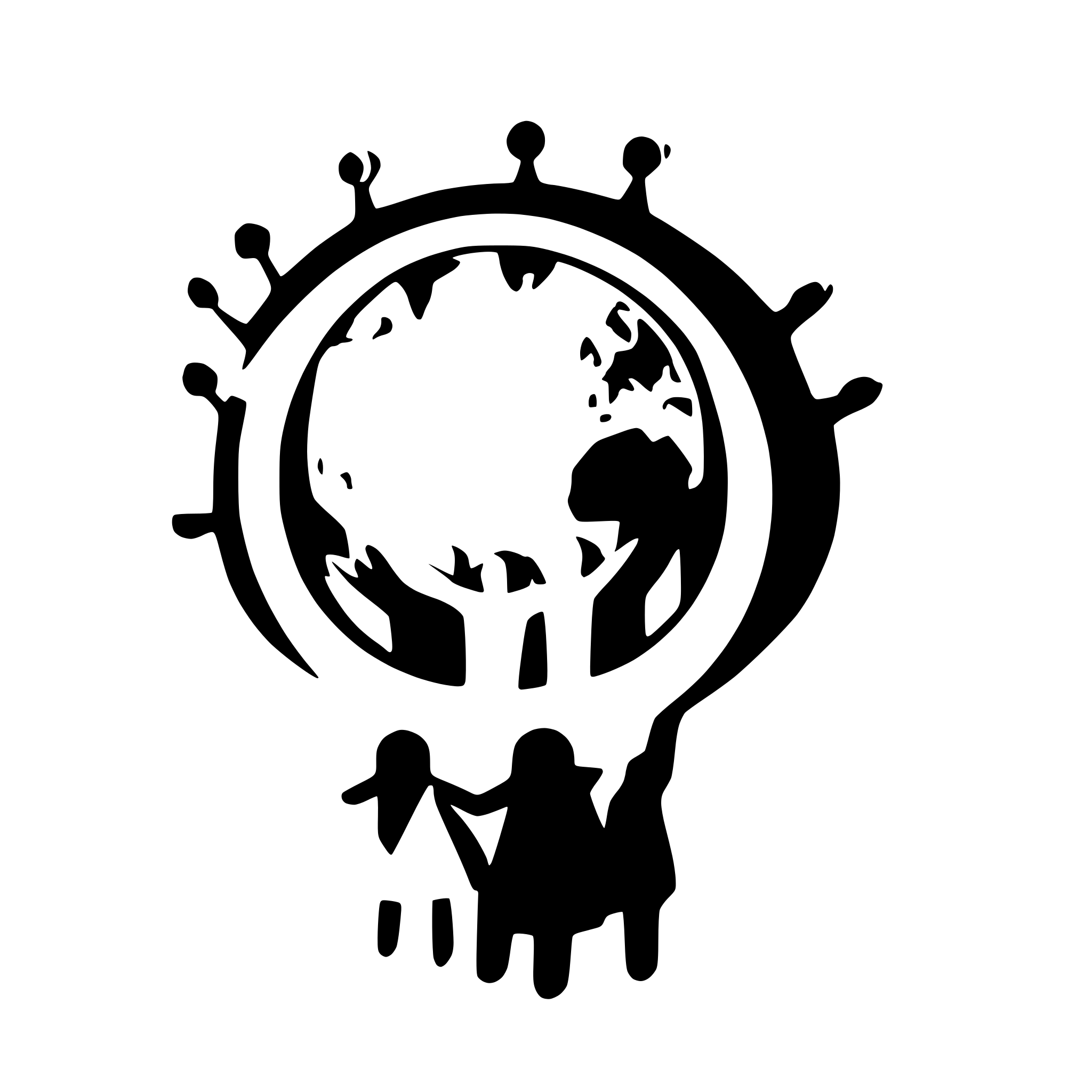 AI-generated SVG of a 10 children holding hands and the world