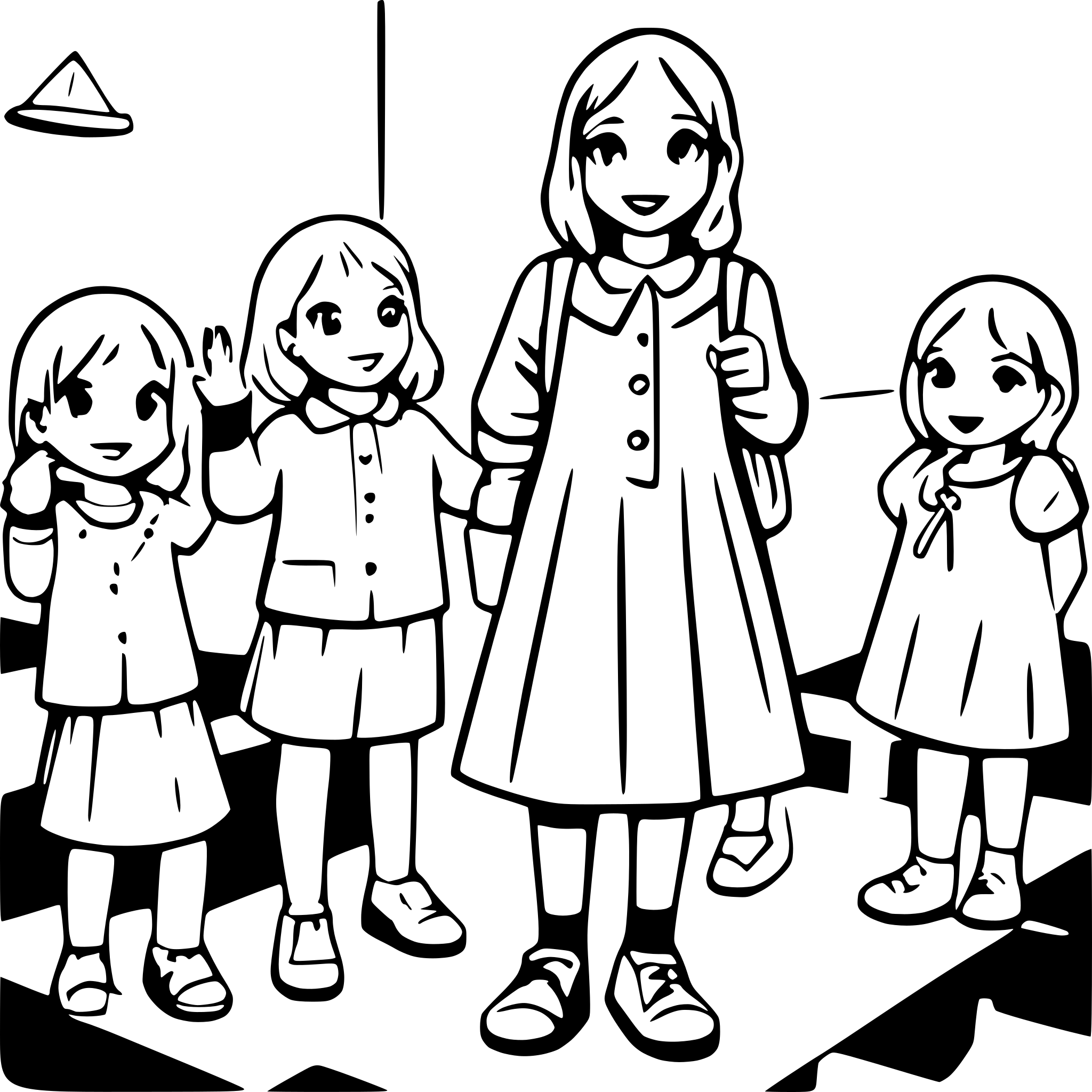 AI-generated SVG of a educator says goodbye to 8 children in the kindergarden