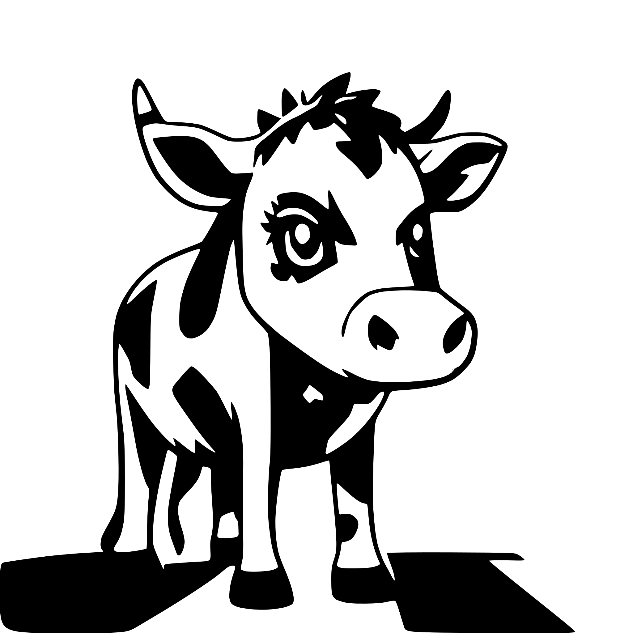 AI-generated SVG of a Generate a cow with black and white spots. The perspective should be from the side