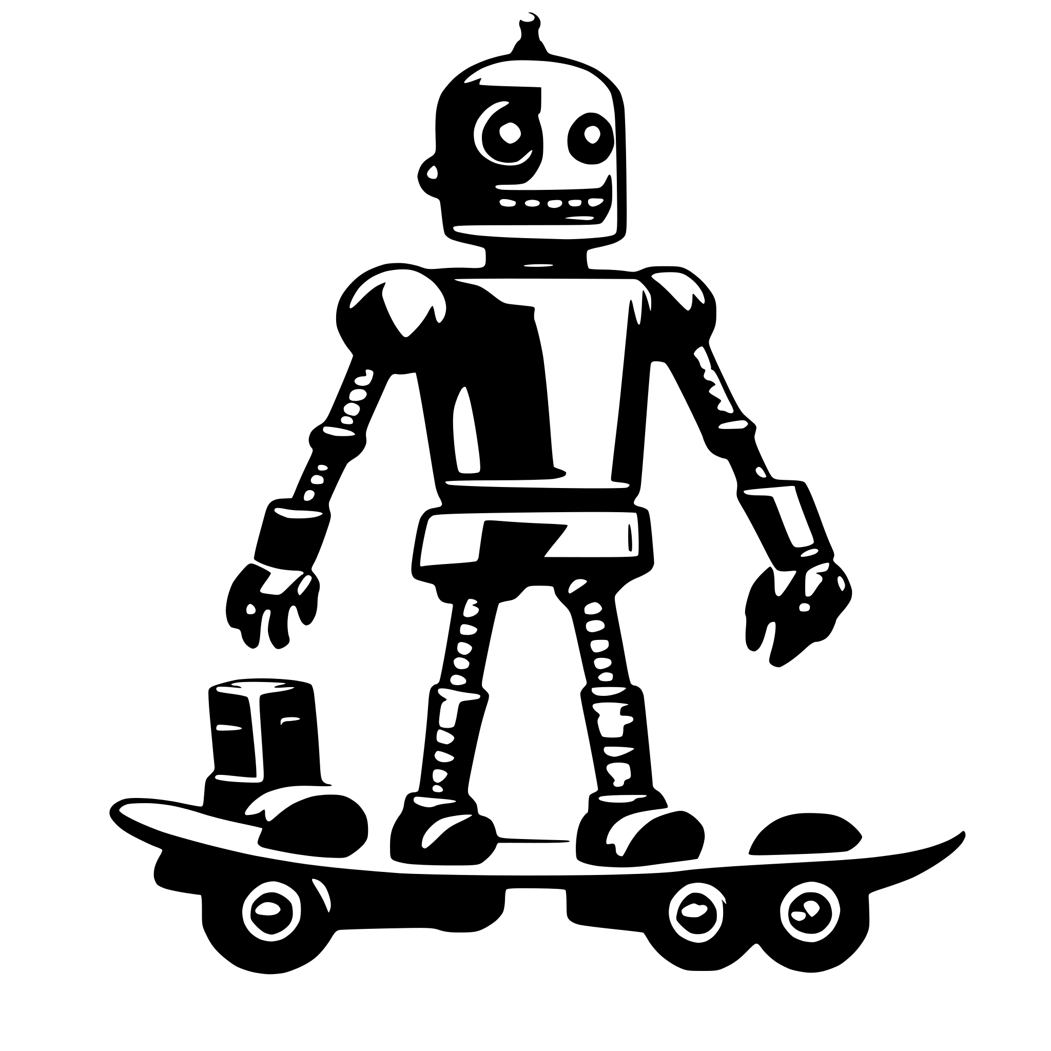 AI-generated SVG of 'robot on skateboard'