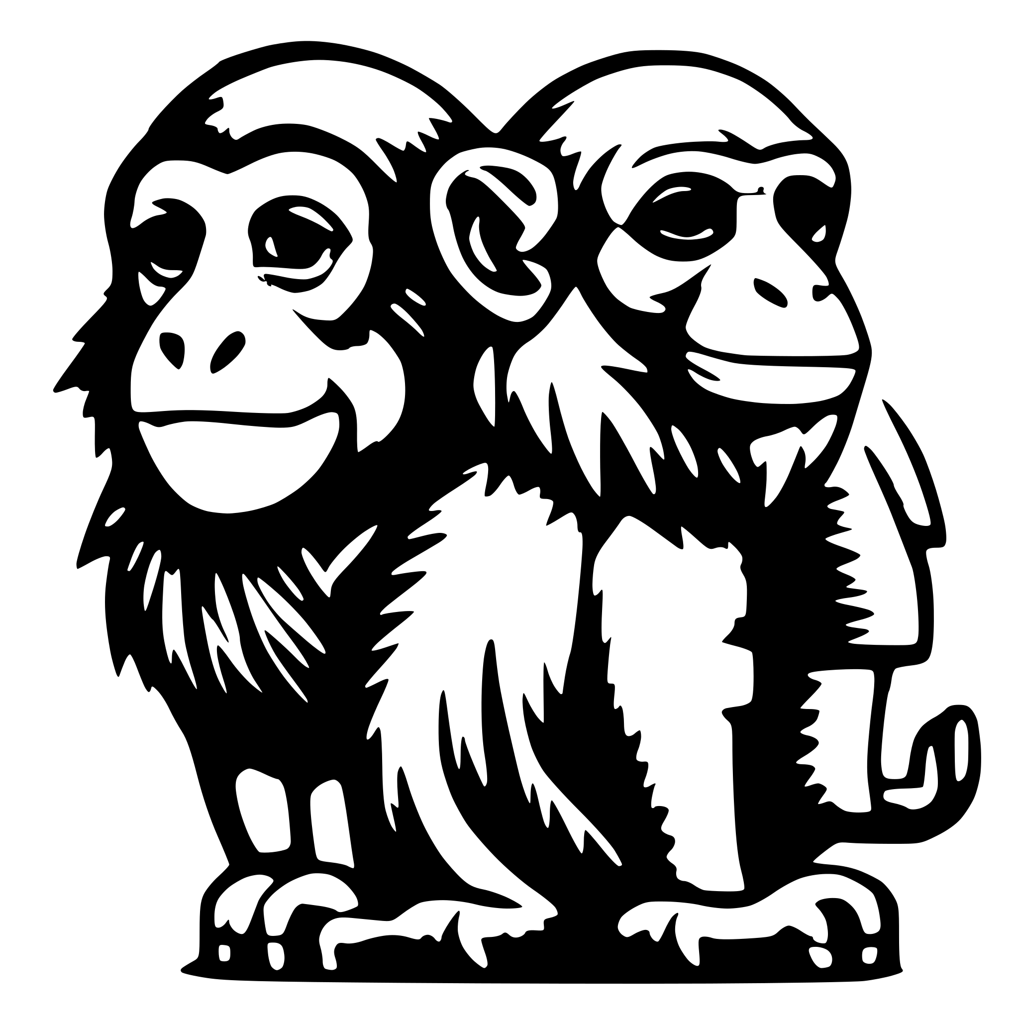 AI-generated SVG of 'Three headed monkey stacked'