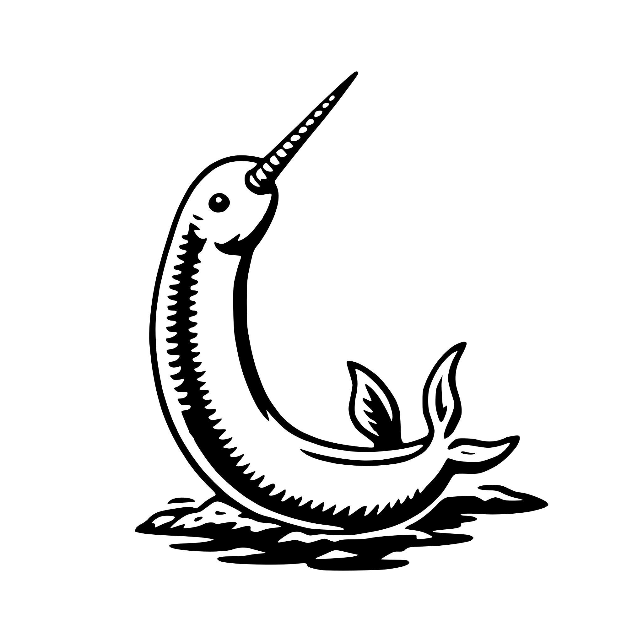 AI-generated SVG of a narwhal with necklace