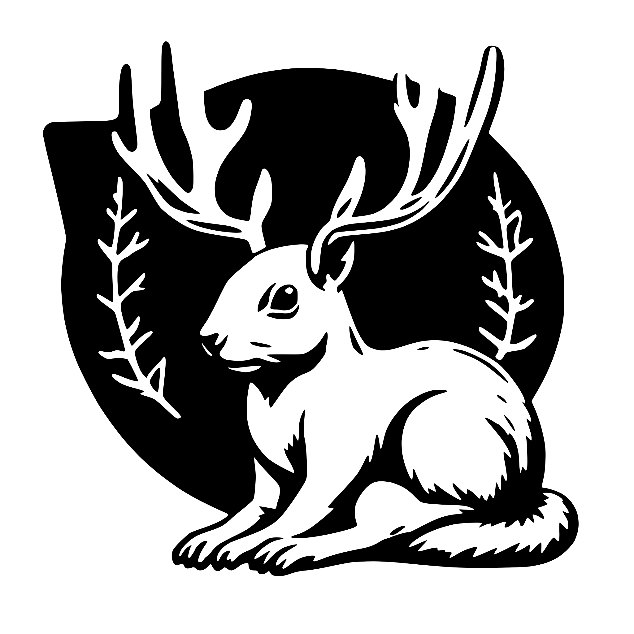 AI-generated SVG of 'squirrel with mule deer antlers'