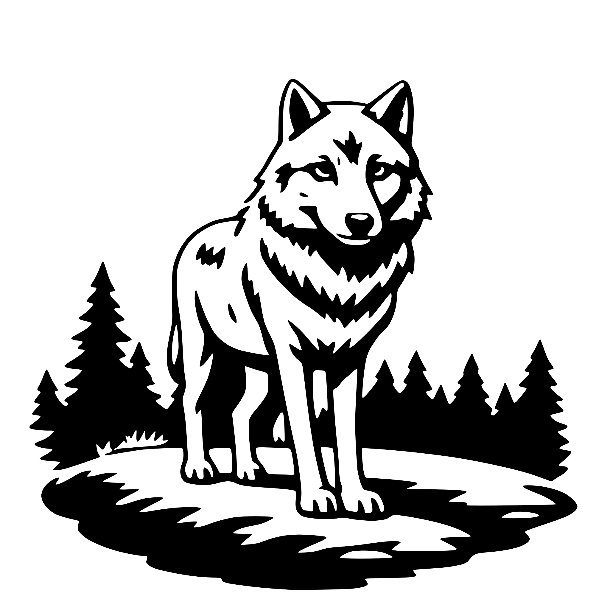 AI-generated SVG of 'wolf in moonlight'