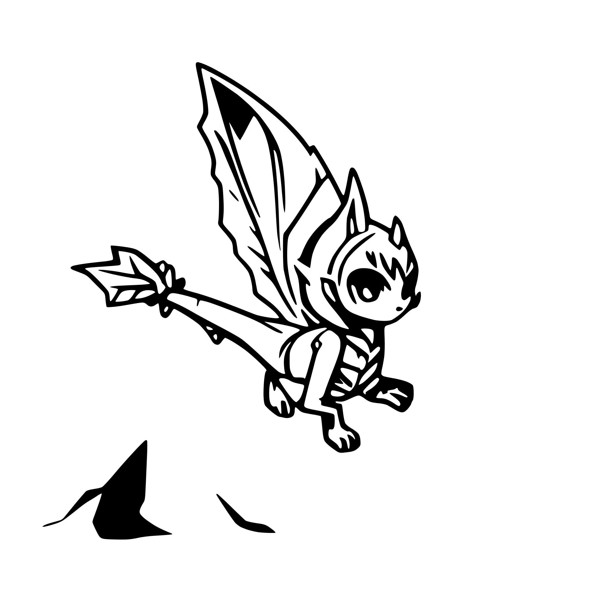 AI-generated SVG of a dragon flying over mountains
