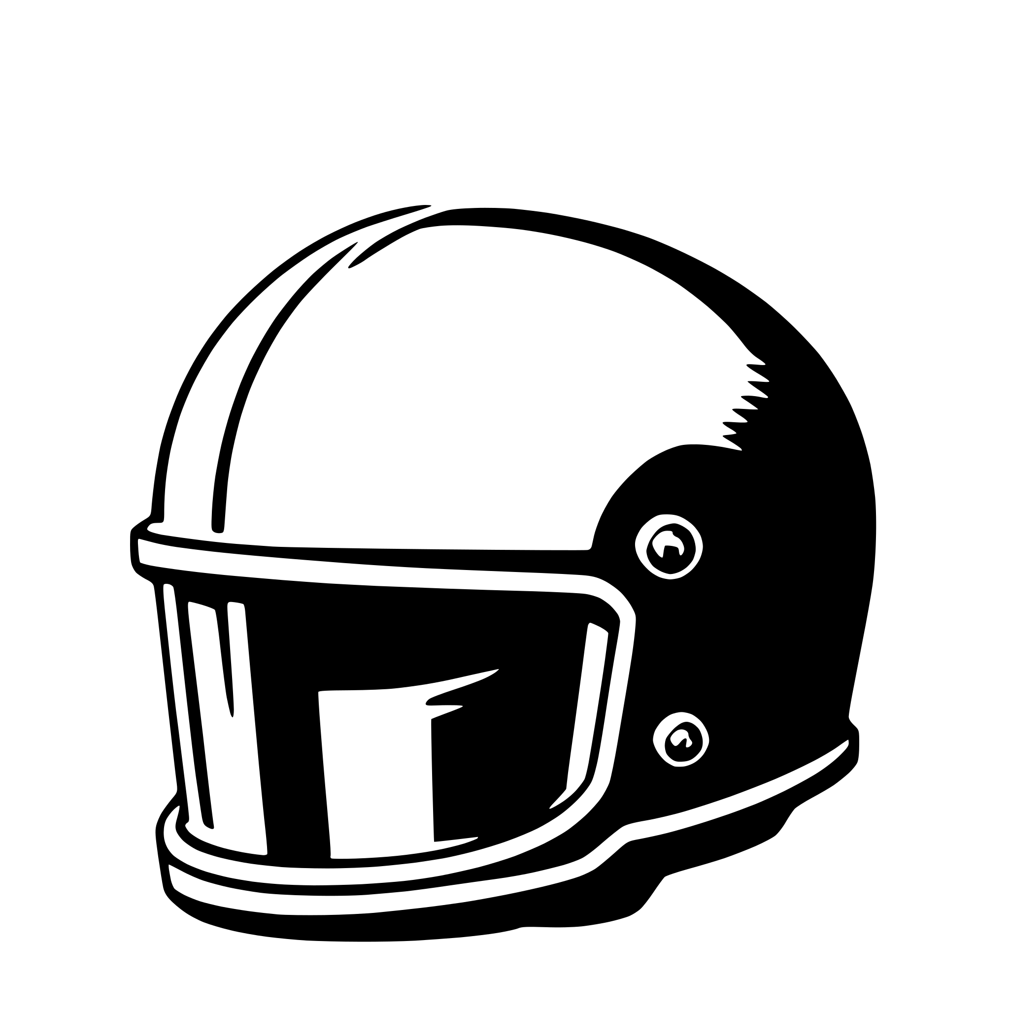 The SVG shows a simple, stylized graphic of a helmet. The helmet is depicted in a three-quarter view, with the front facing the viewer and the side profile visible. It has a glossy, reflective surface that suggests a smooth, possibly plastic or metal material. The helmet features two screws on the top, which are likely used to secure it to a user's head. The design is minimalistic, with no additional details or textures, focusing solely on the helmet's shape and structure. 