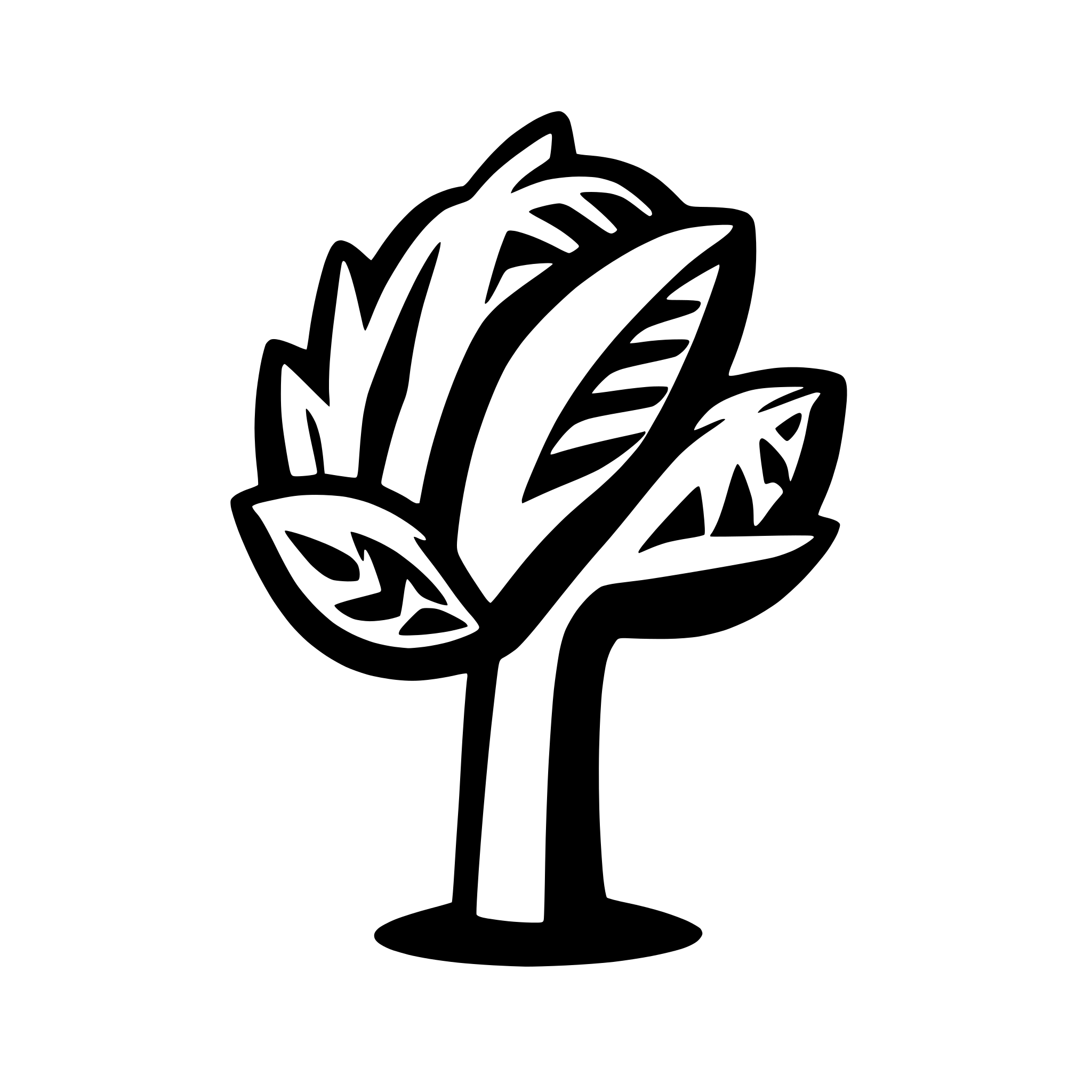 AI-generated SVG of a one simple palm tree with 6 separated leaves pointy leaved towards the ground