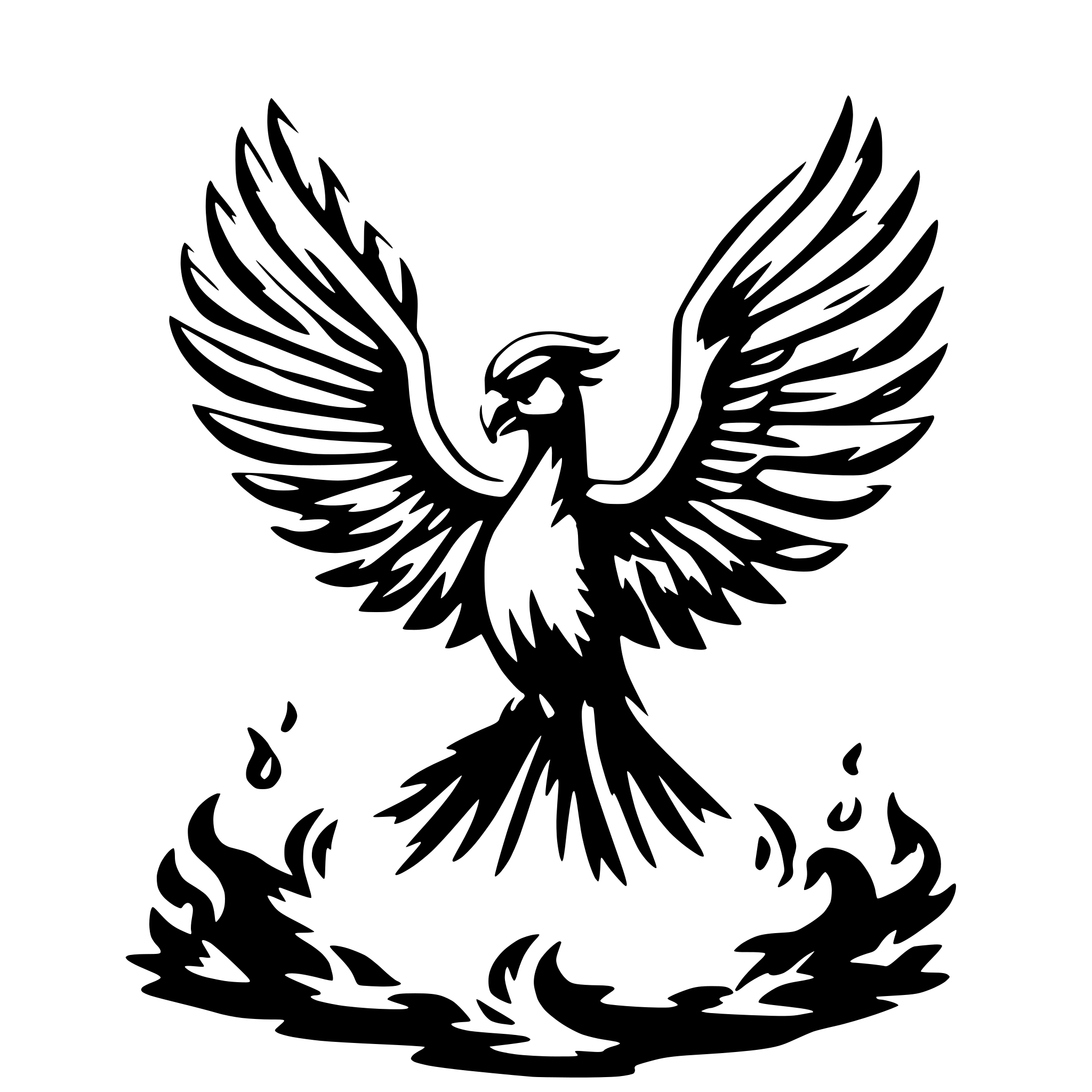 AI-generated SVG of a A phoenix sitting in flames.