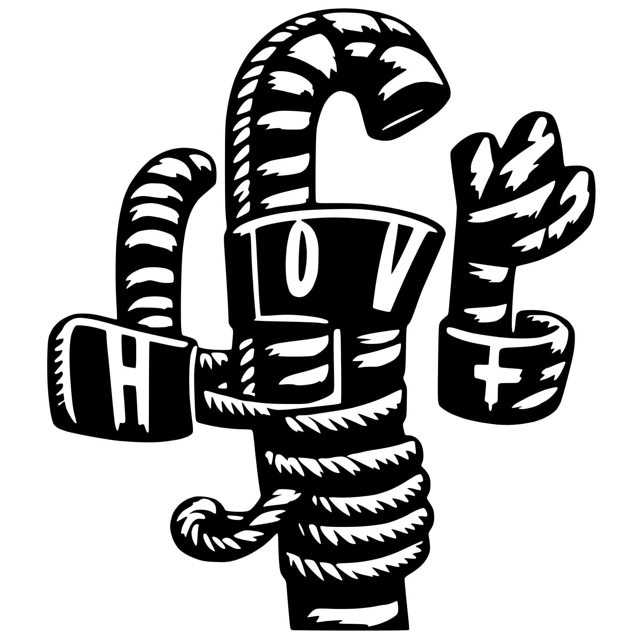 AI-generated SVG of 'howdy written in rope pattern'