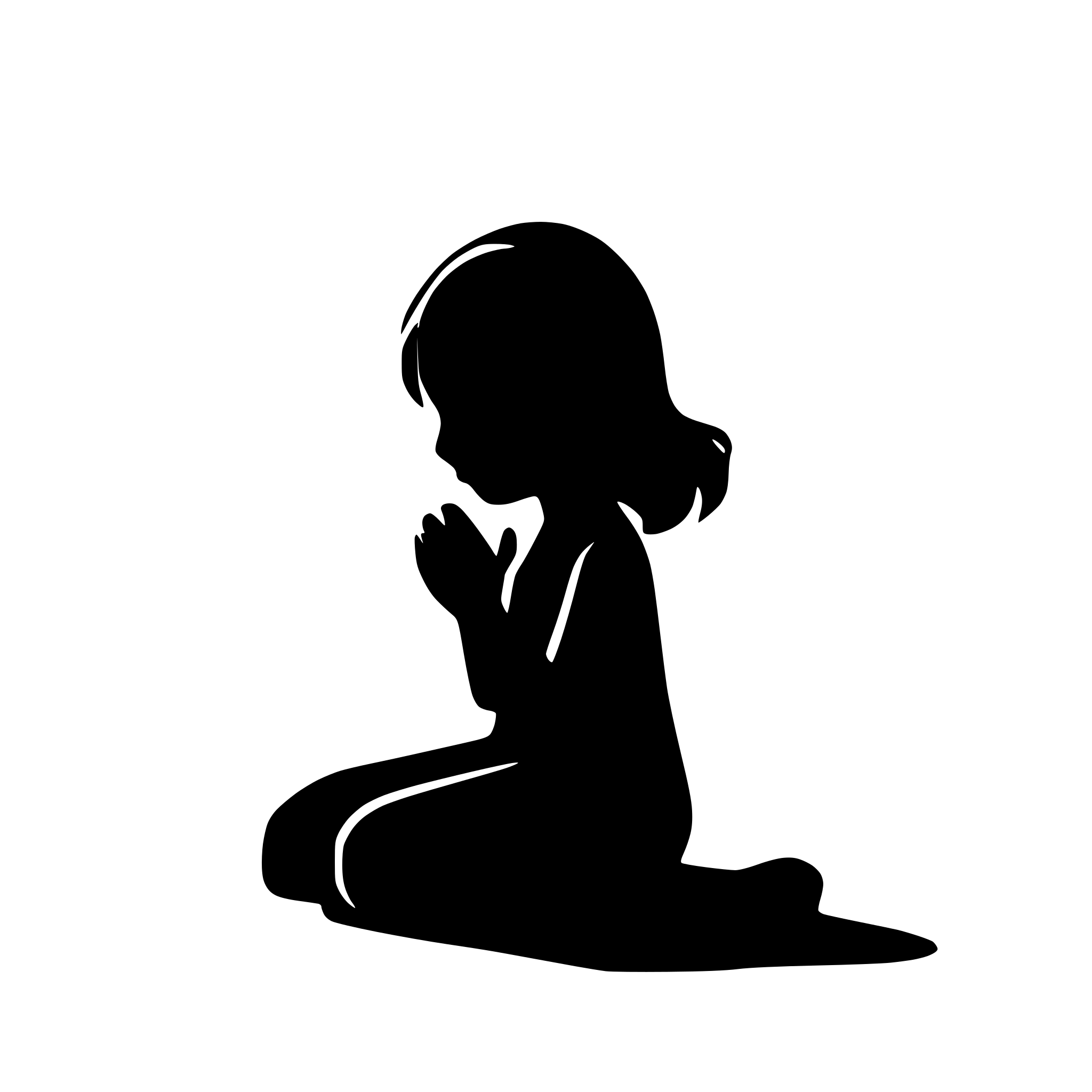 AI-generated SVG of a praying angel little girl kneeling