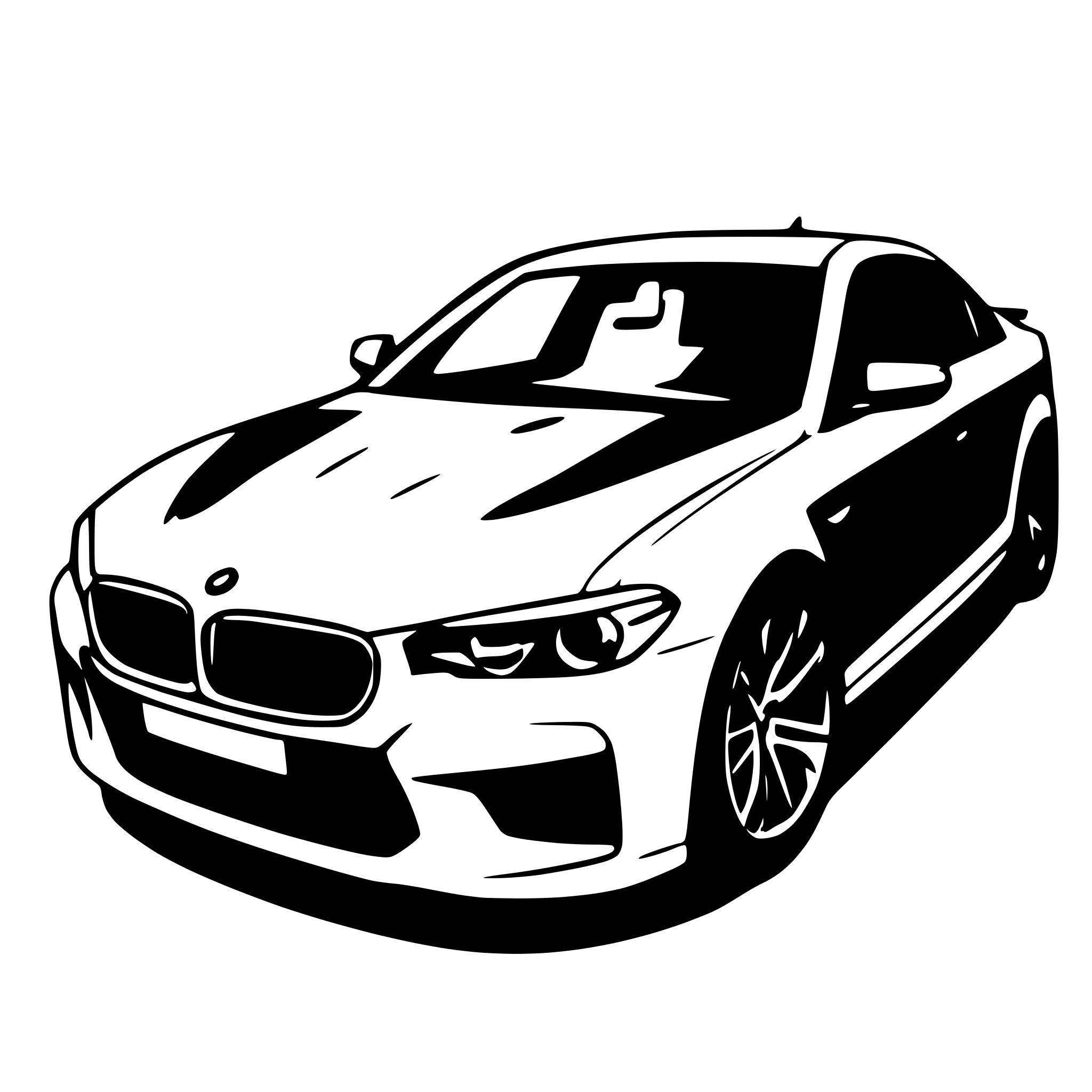 AI-generated SVG of a BMW m5cs as a drawing to color in. Without Logos.