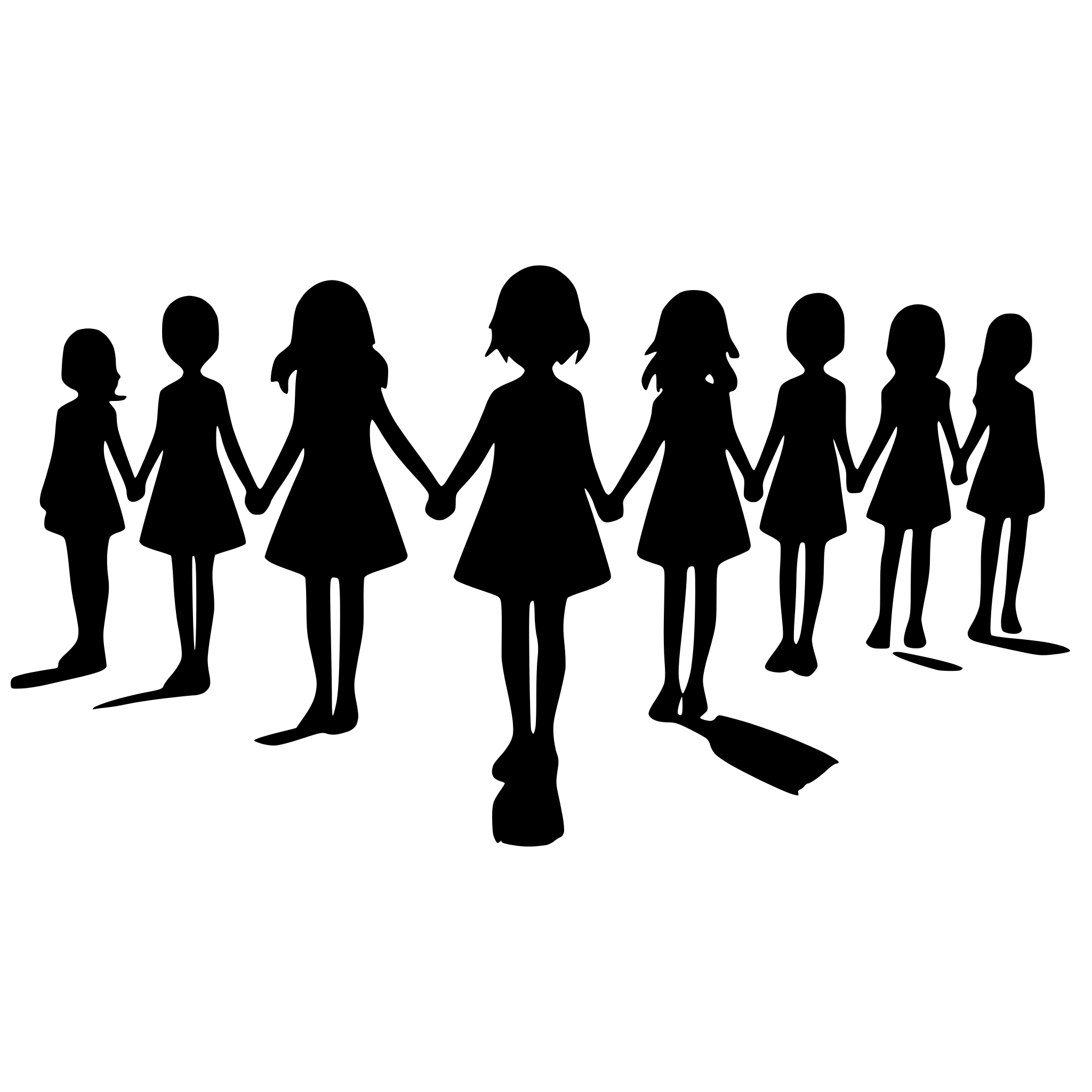 AI-generated SVG of a girls and boys forming a line and holding hands