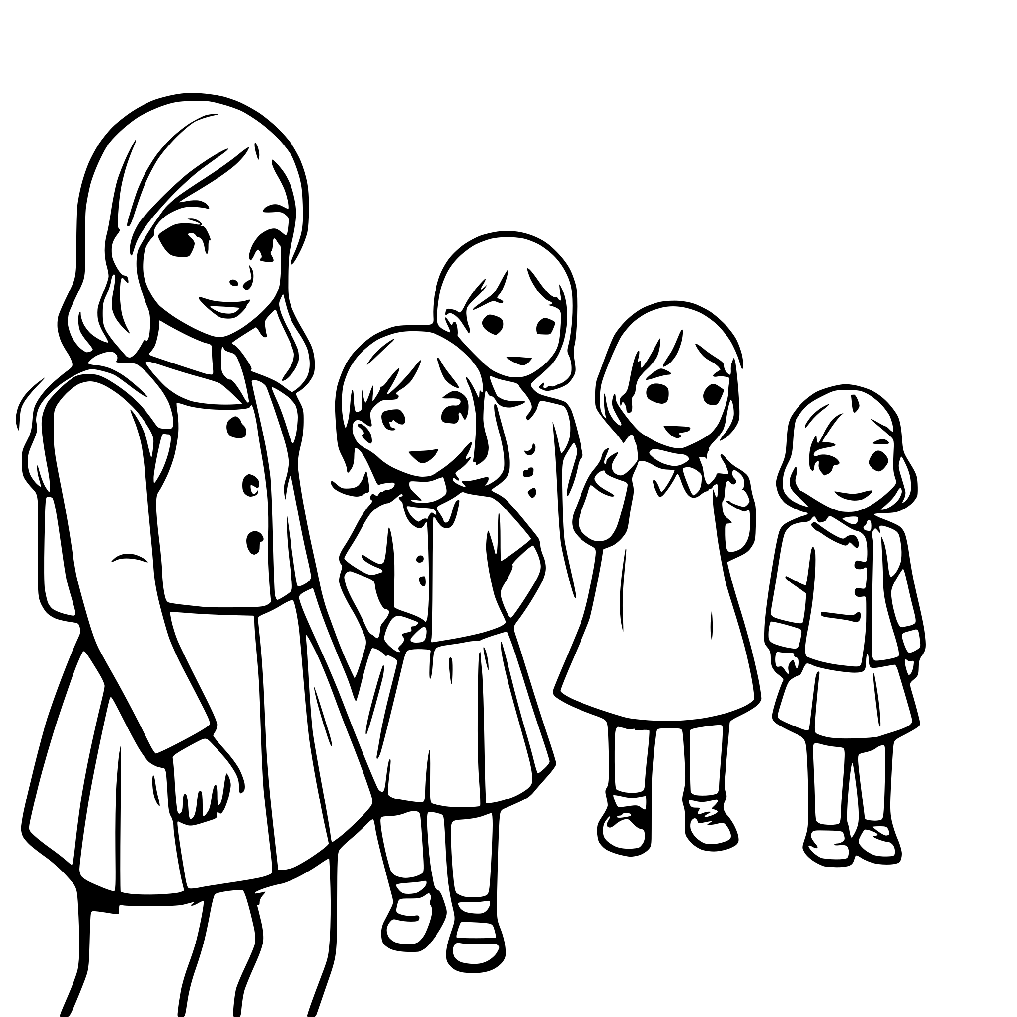 AI-generated SVG of a educator says goodbye to 8 children in the kindergarden