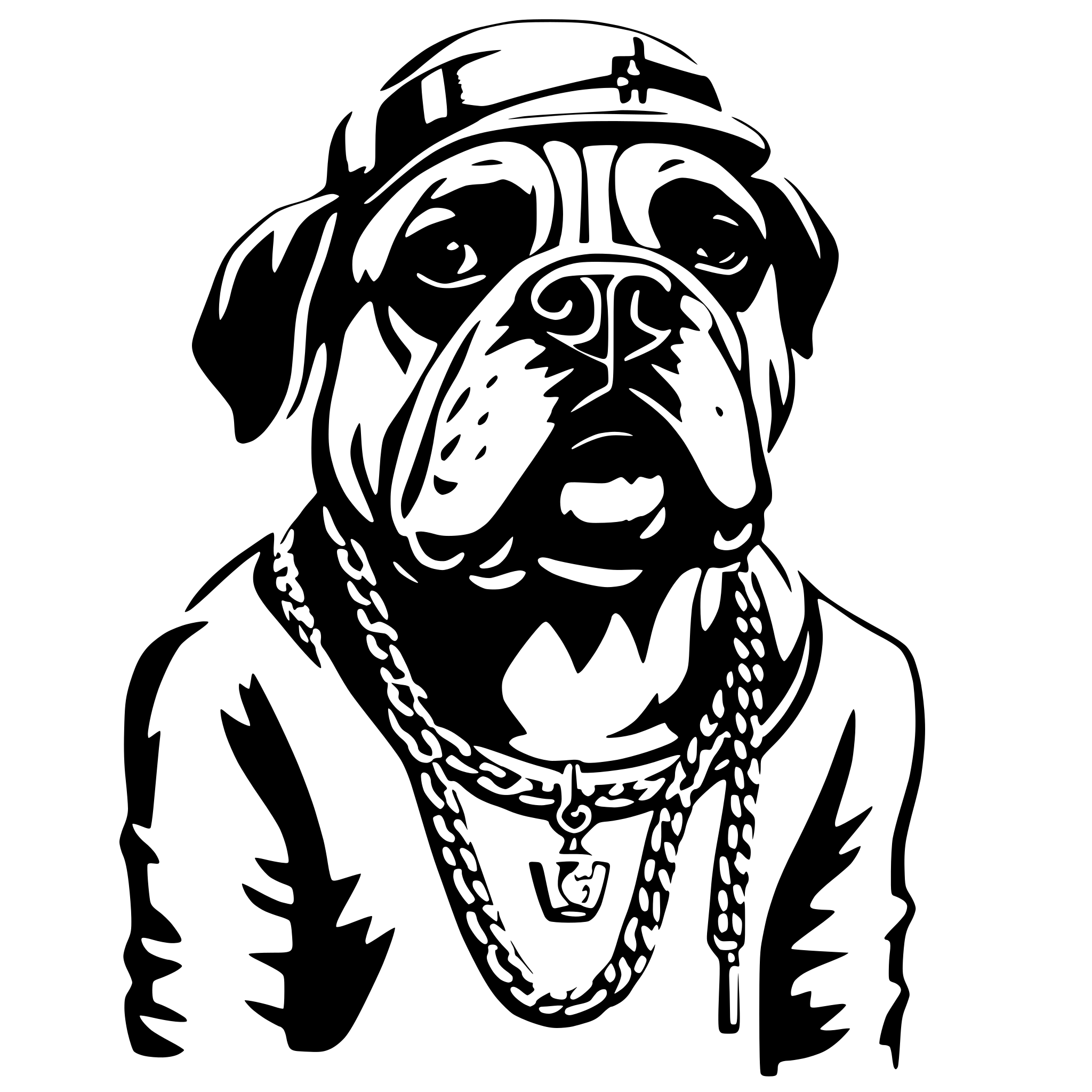 AI-generated SVG of 'bulldog rapper wearing gold chain'