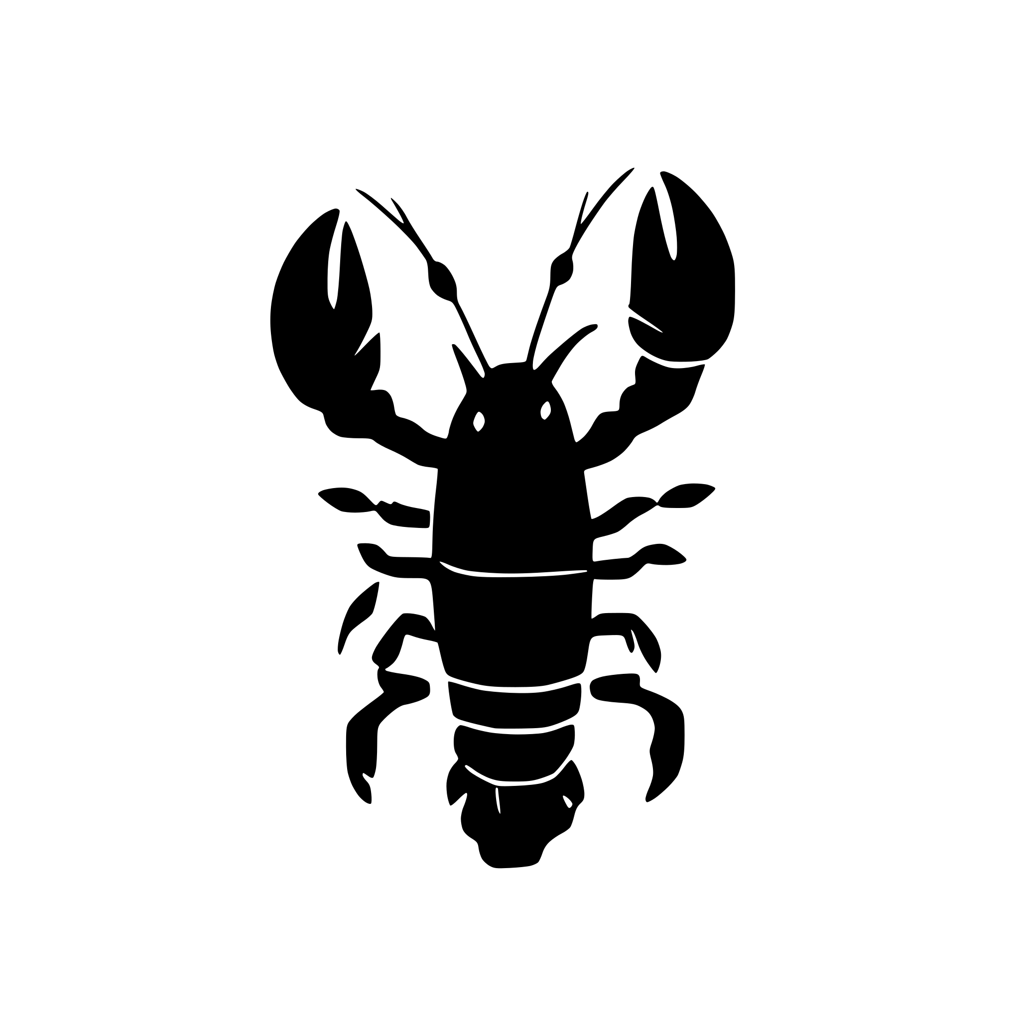 AI-generated SVG of a crawfish silhouette outline