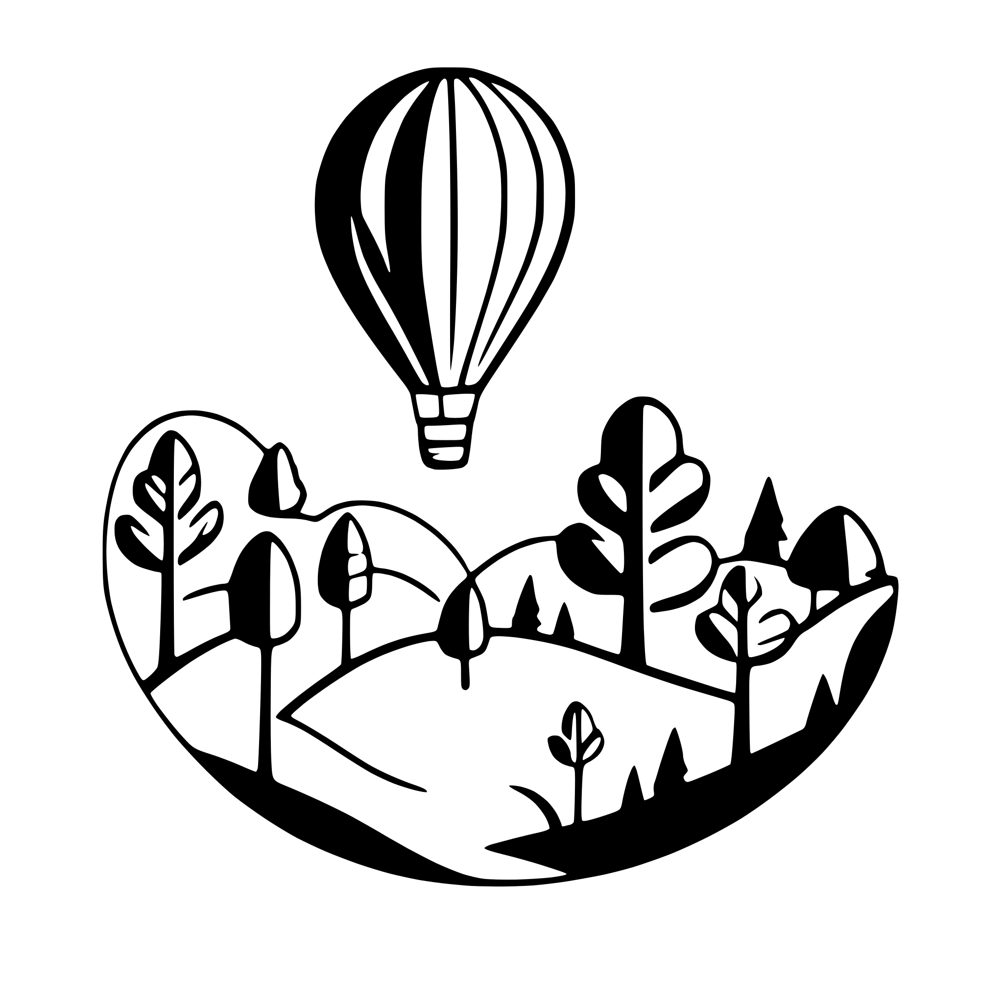 AI-generated SVG of a balloon floating over forest