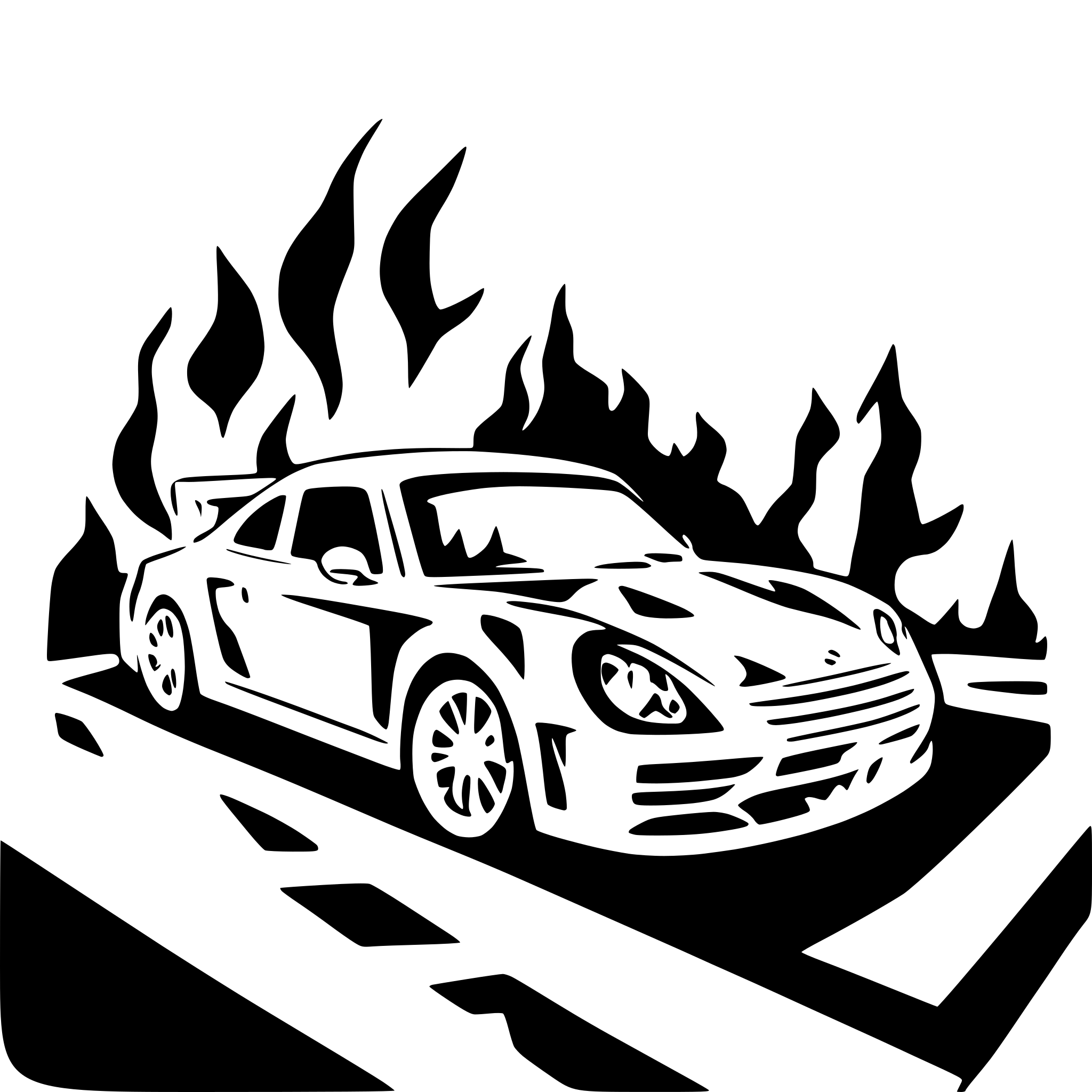 AI-generated SVG of a porche burning out