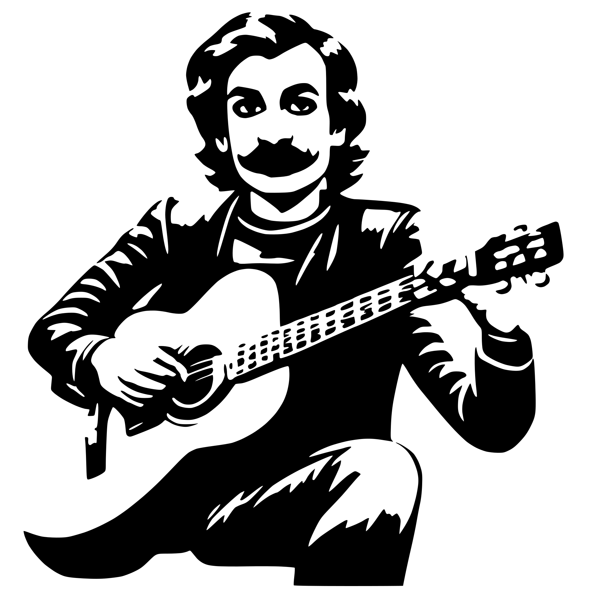 AI-generated SVG of a moustache man playing the guitar