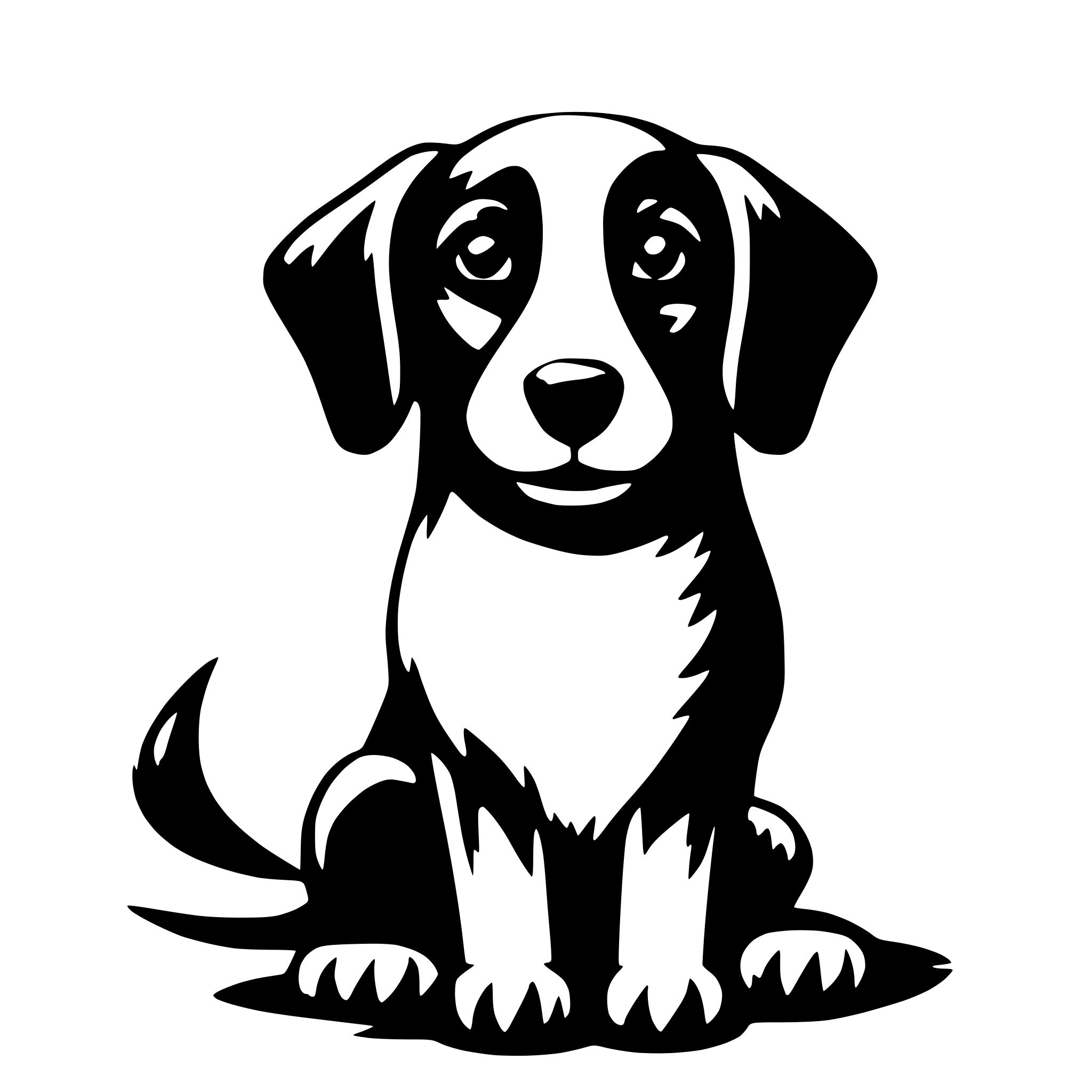 AI-generated SVG of 'dog with wagging tail'