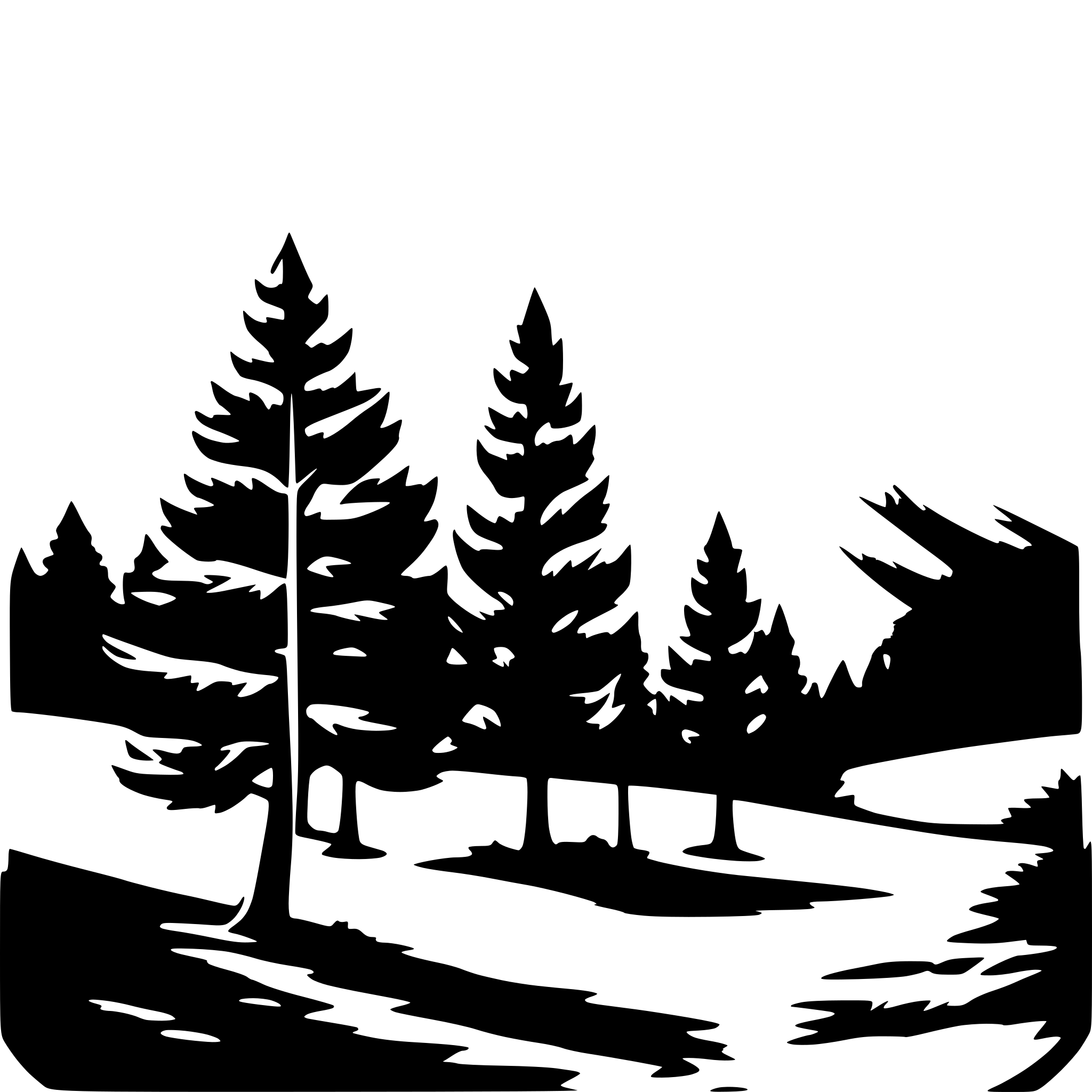 AI-generated SVG of 'treeline in front of a mountain'