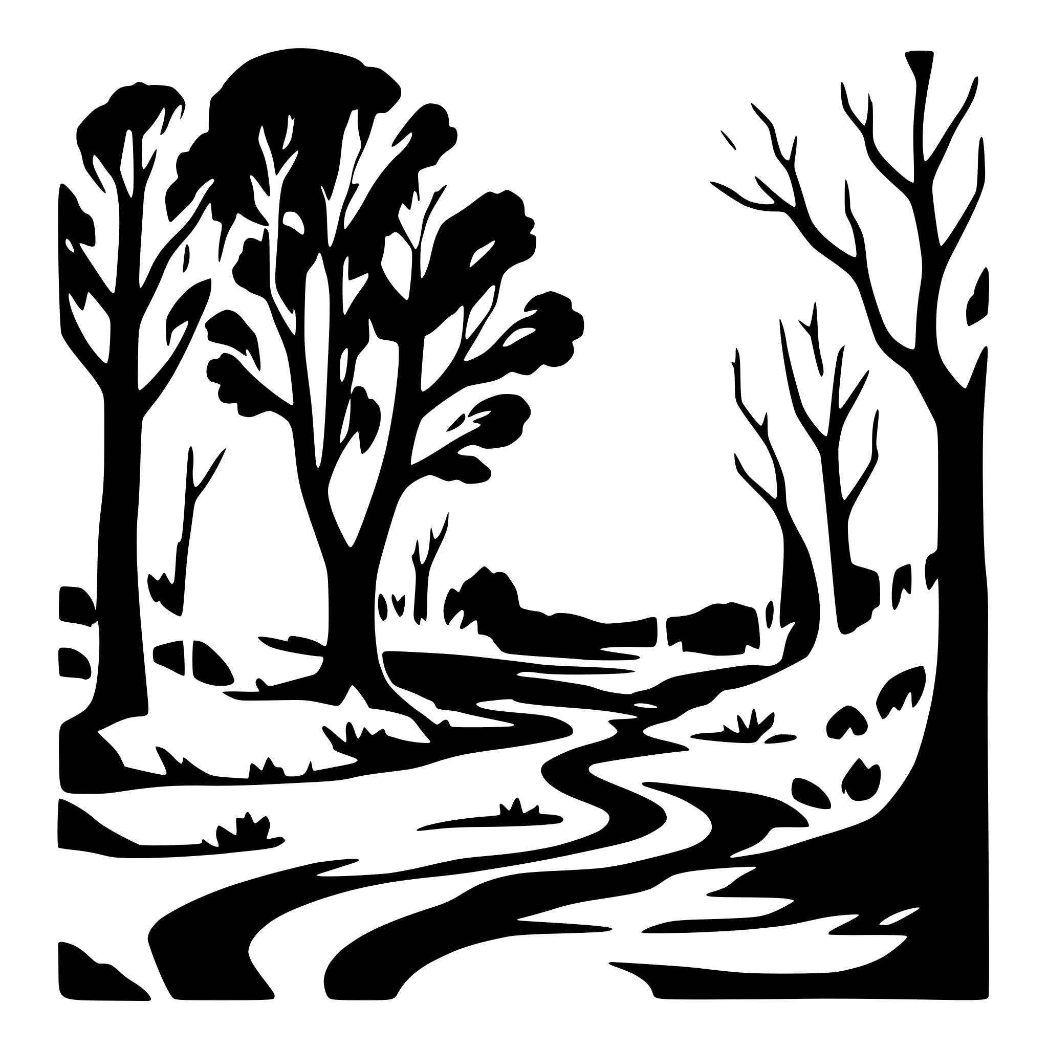 AI-generated SVG of 'stream in a forest'