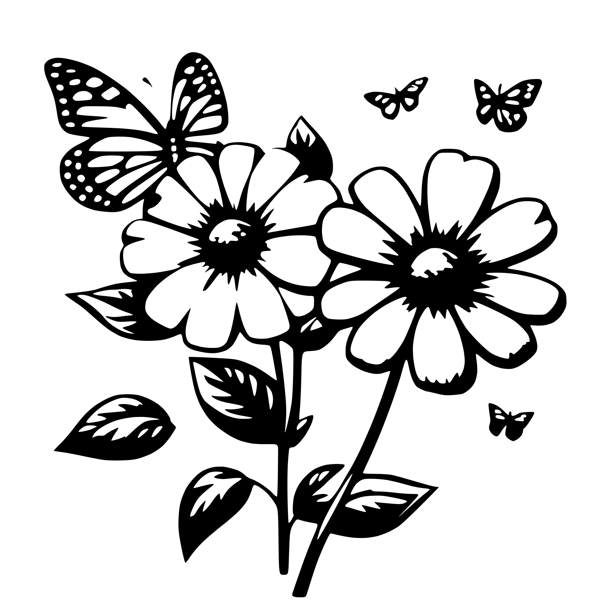 AI-generated SVG of 'a pink flower with butterflies'