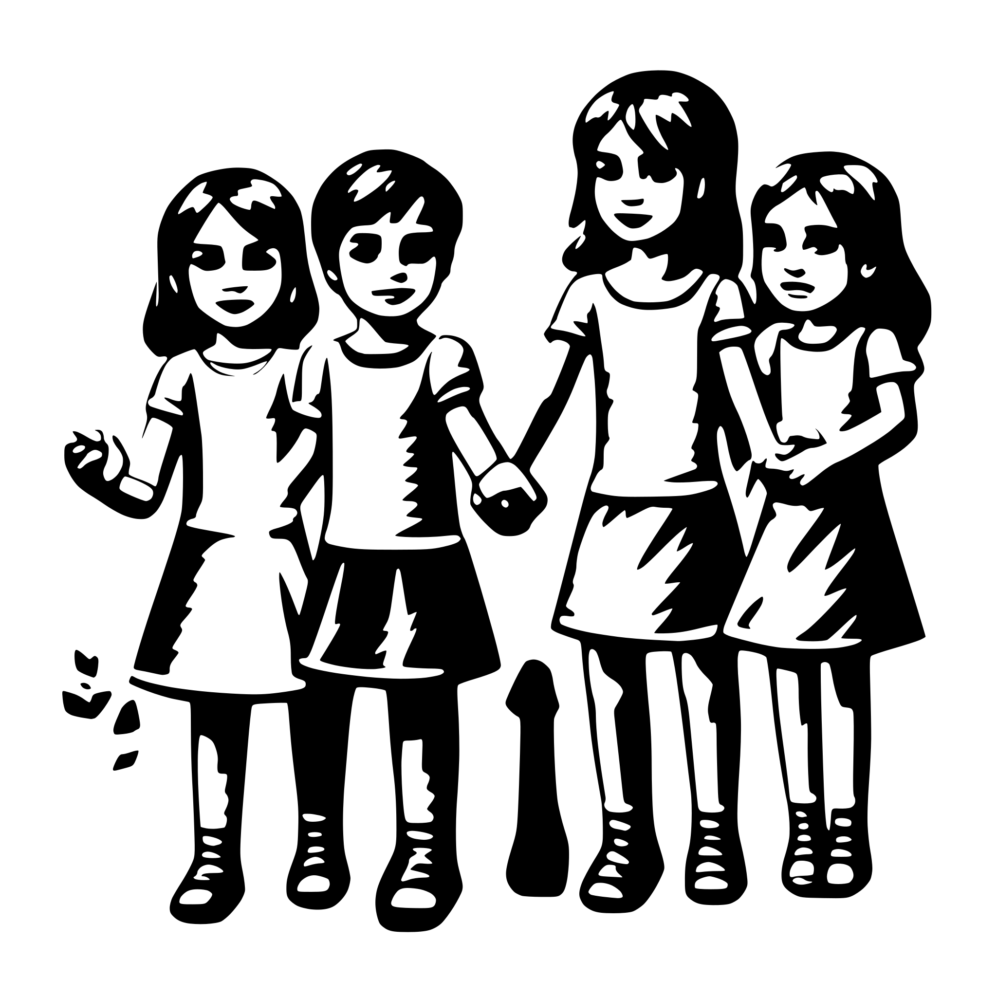 AI-generated SVG of a 8 Children holding hands in one hand