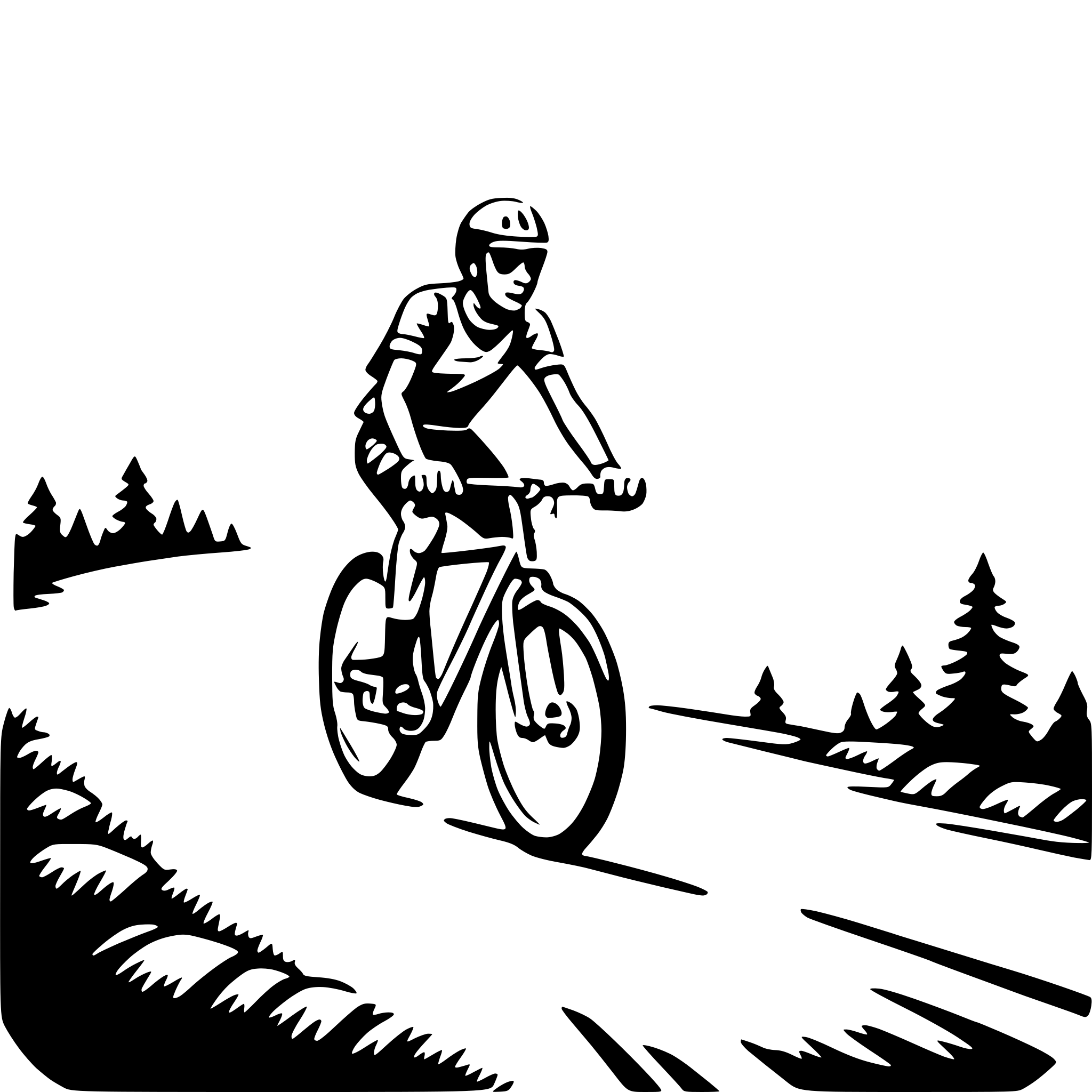 AI-generated SVG of 'mountain road biking'