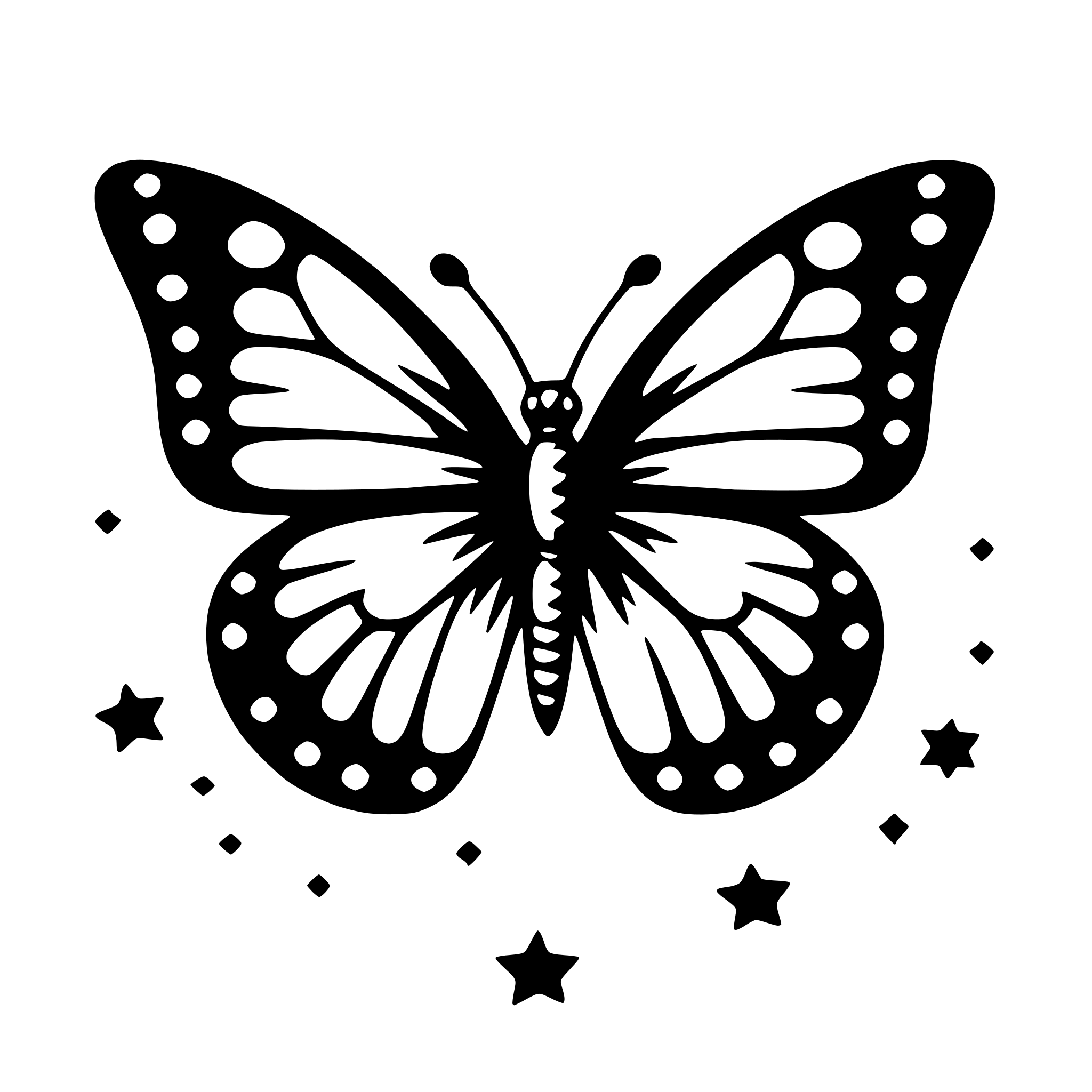 AI-generated SVG of a butterfly with stars