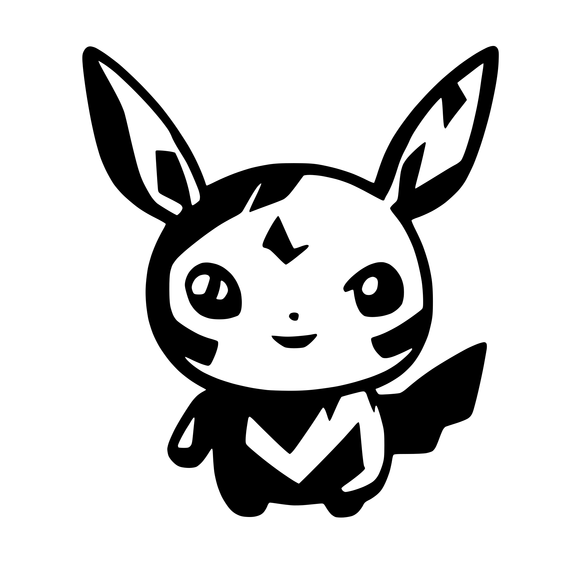 AI-generated SVG of a the shadow of a pikachu, just the black siluette, nothing else