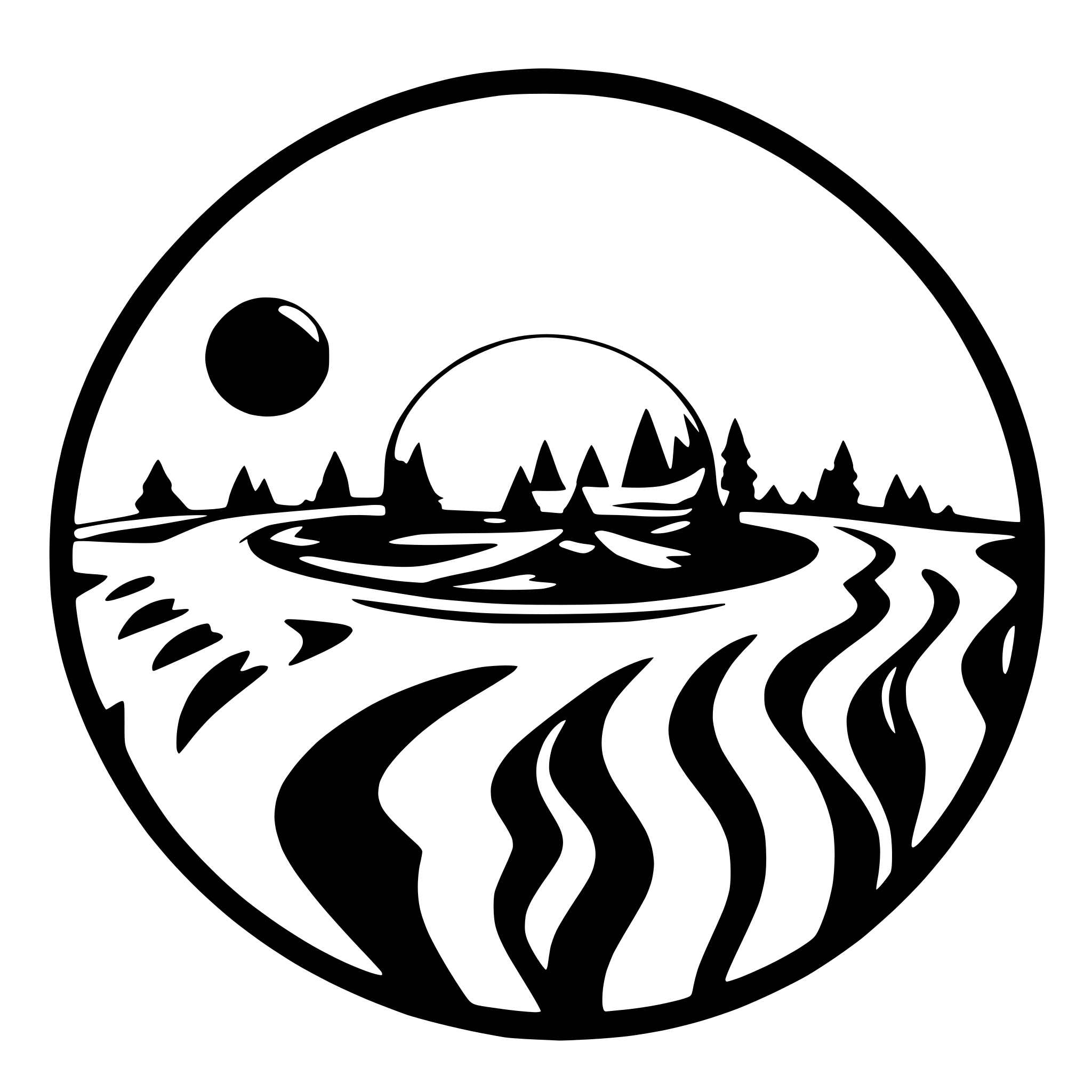 AI-generated SVG of a A circle, like a planet, with wavy lines inside of it