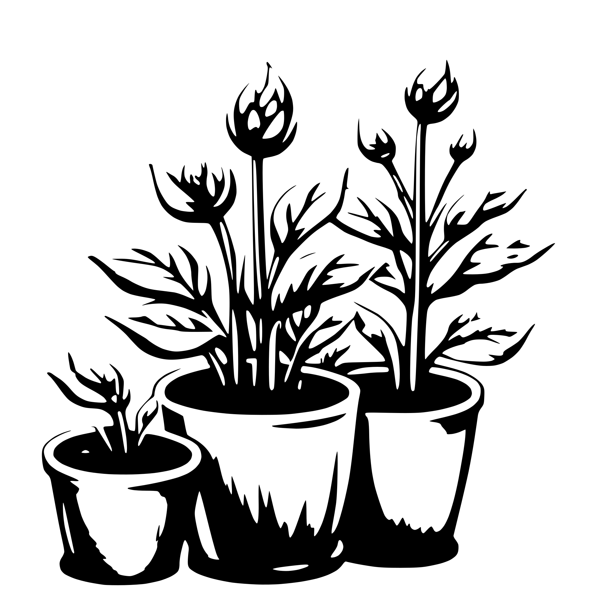 AI-generated SVG of 'I want to generate a background for a website of a seed that gradually sprouts into a colorful flowering plant. I want there to be basic ground where there are 3 stages: It sprouts, it grows, it blooms'