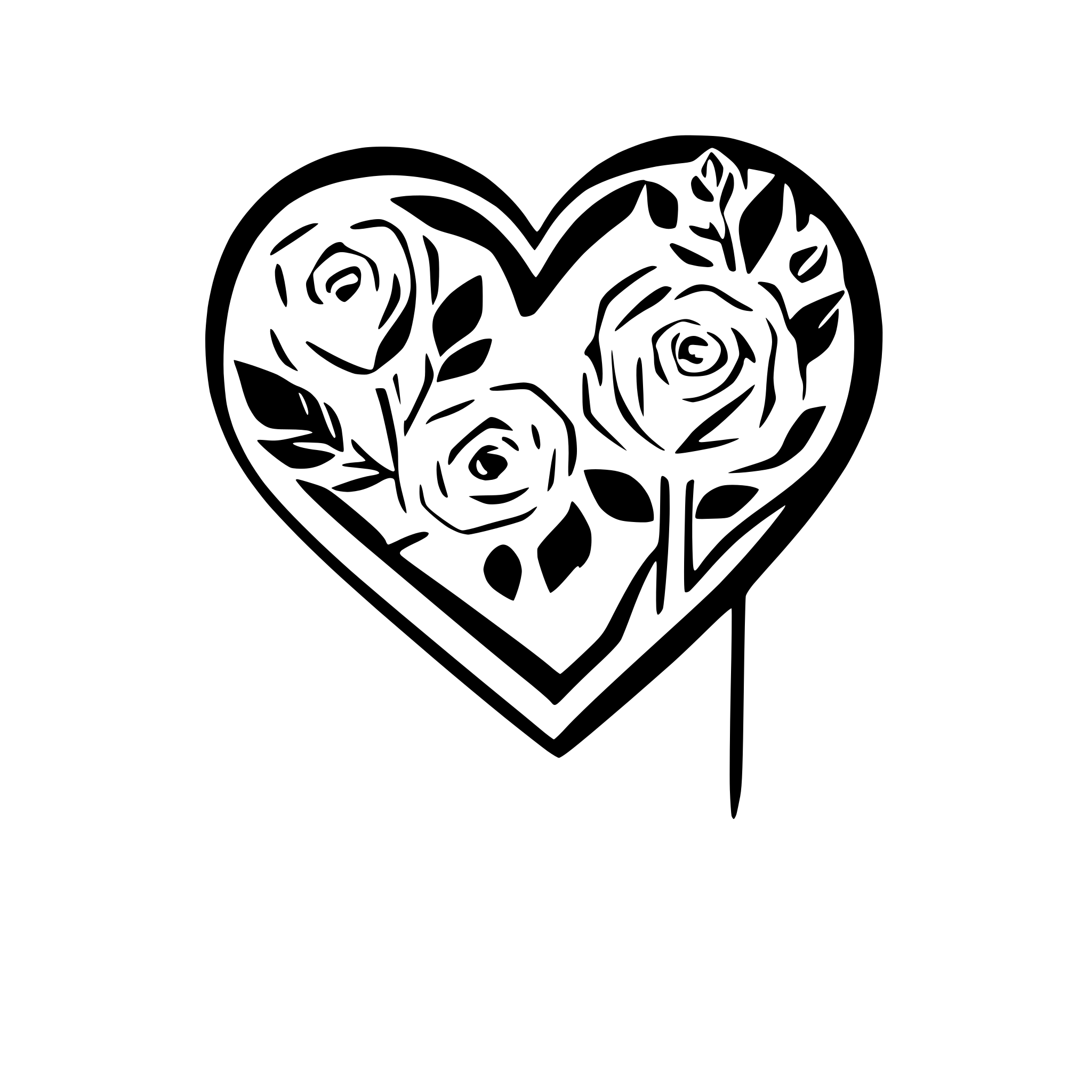 AI-generated SVG of a roses entwined around a heart