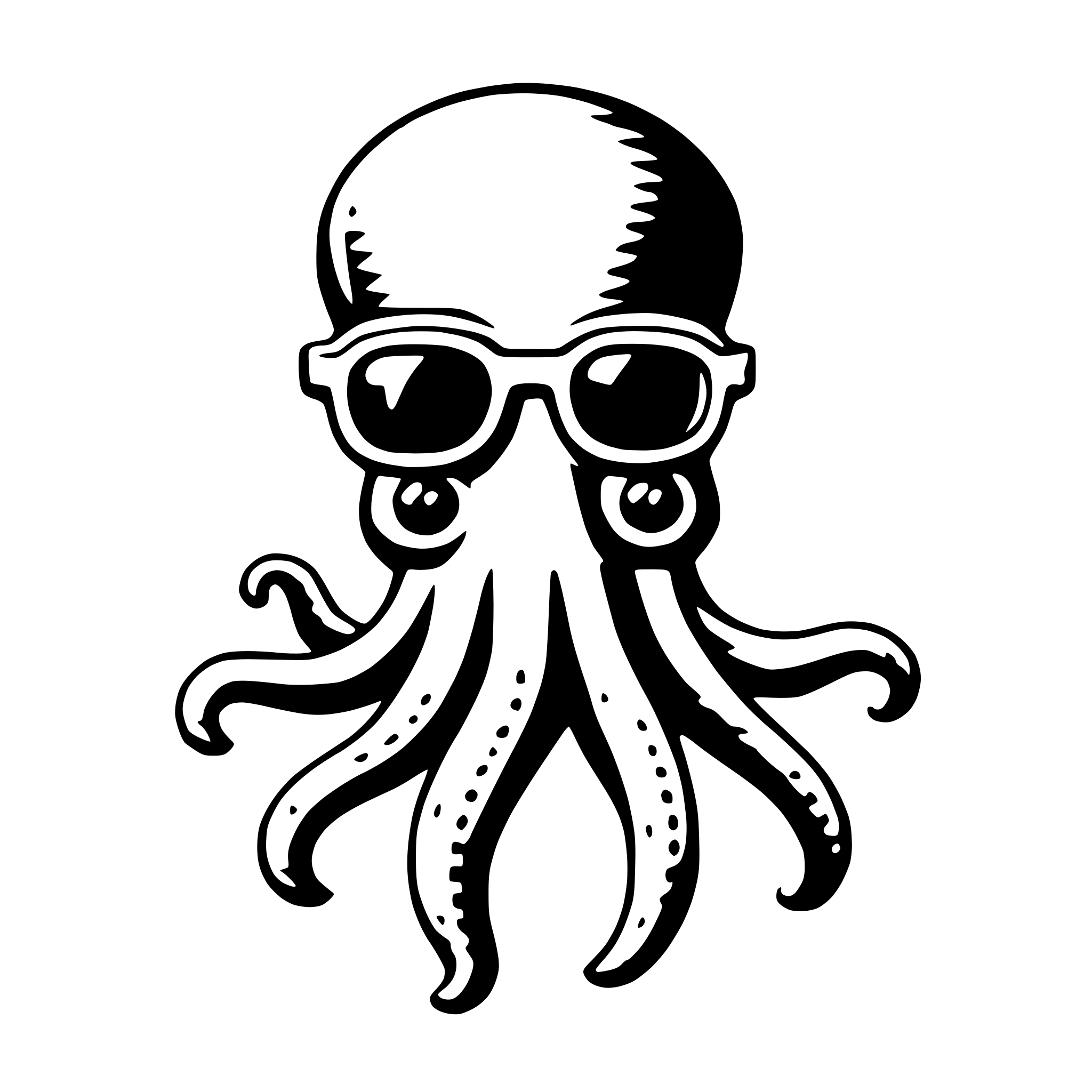 AI-generated SVG of a octopus with sunglasses