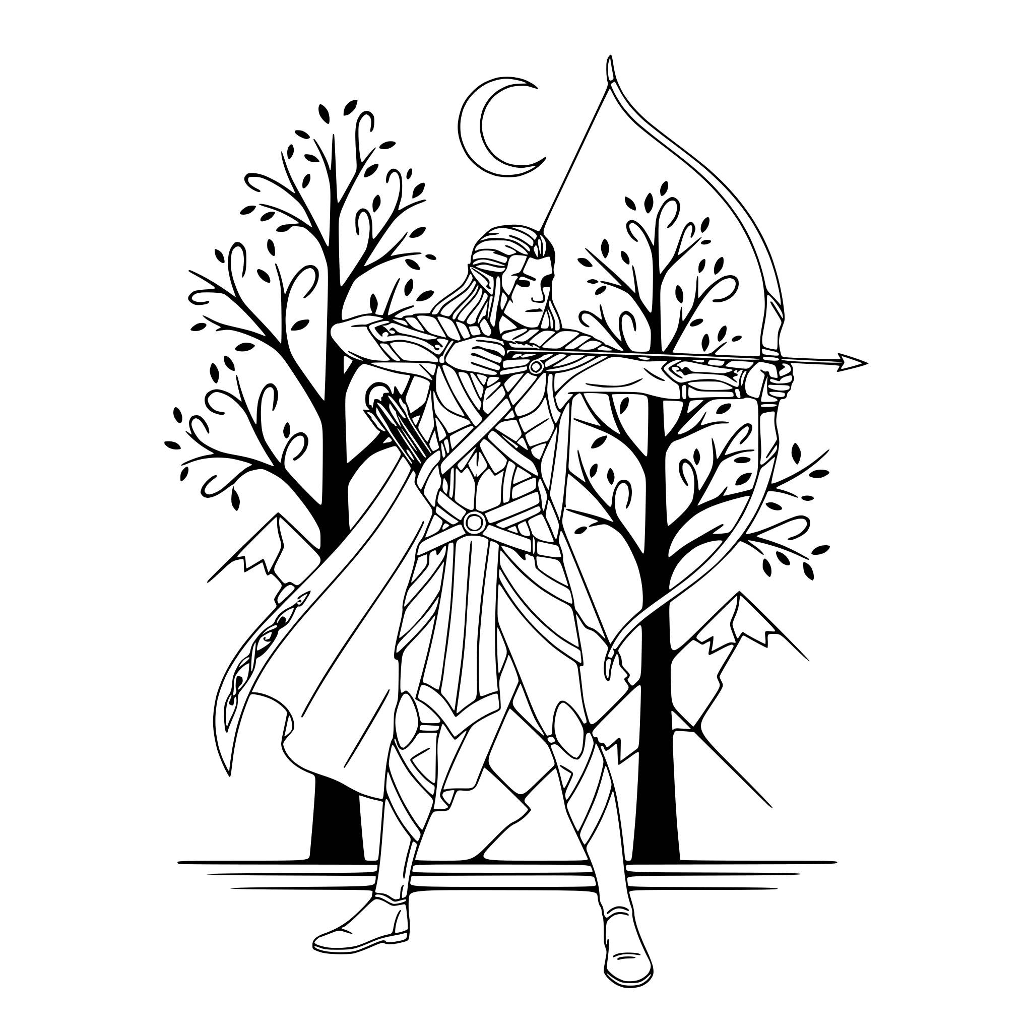 AI-generated SVG of a lord of the rings archer elf