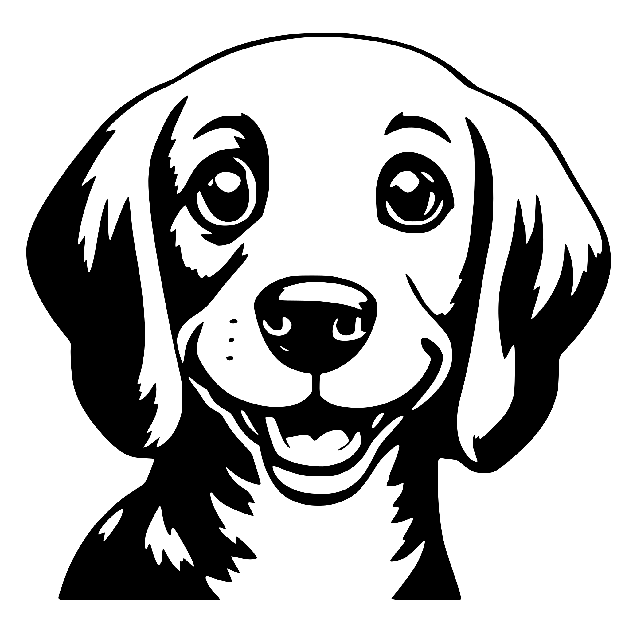 AI-generated SVG of 'cute happy dog face'