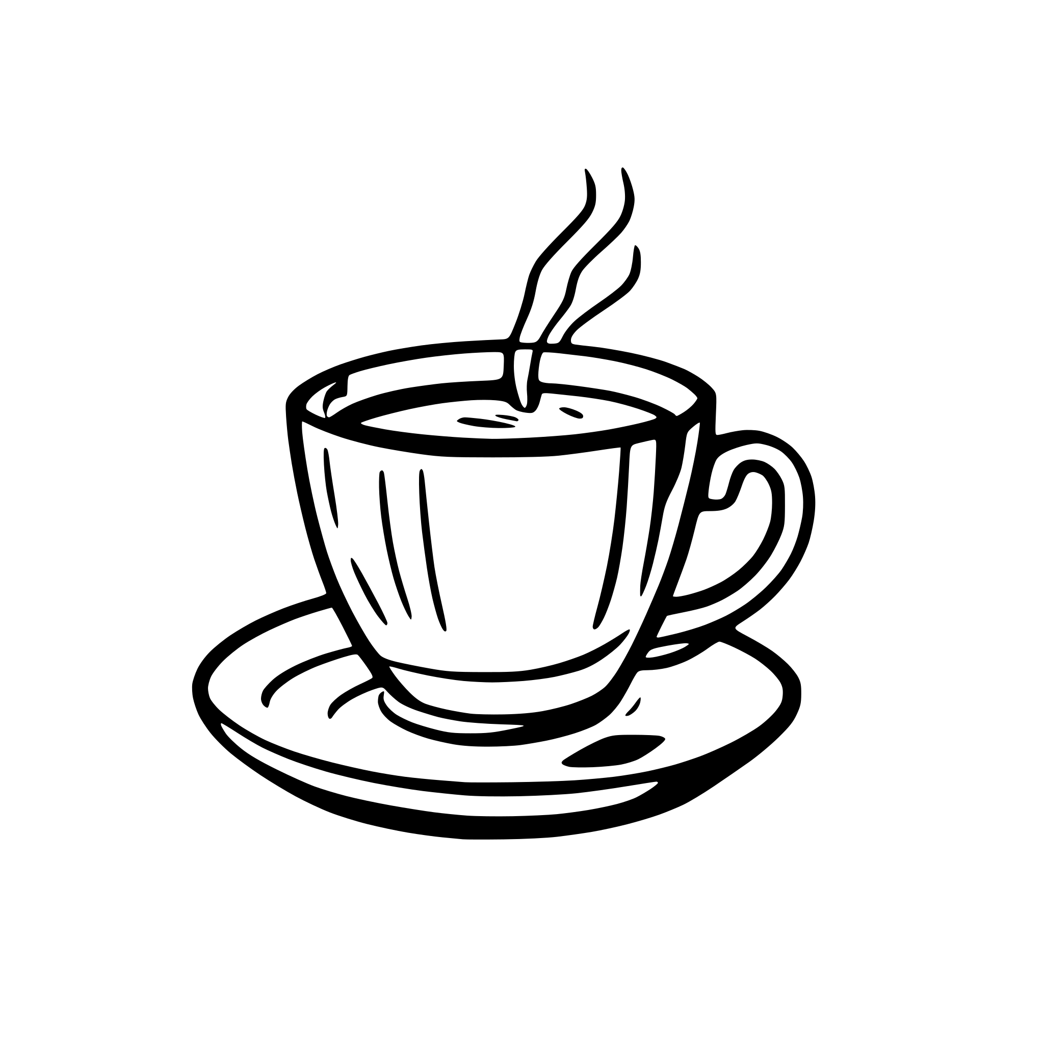 AI-generated SVG of a side view of cappuccino coffee cup line art only.