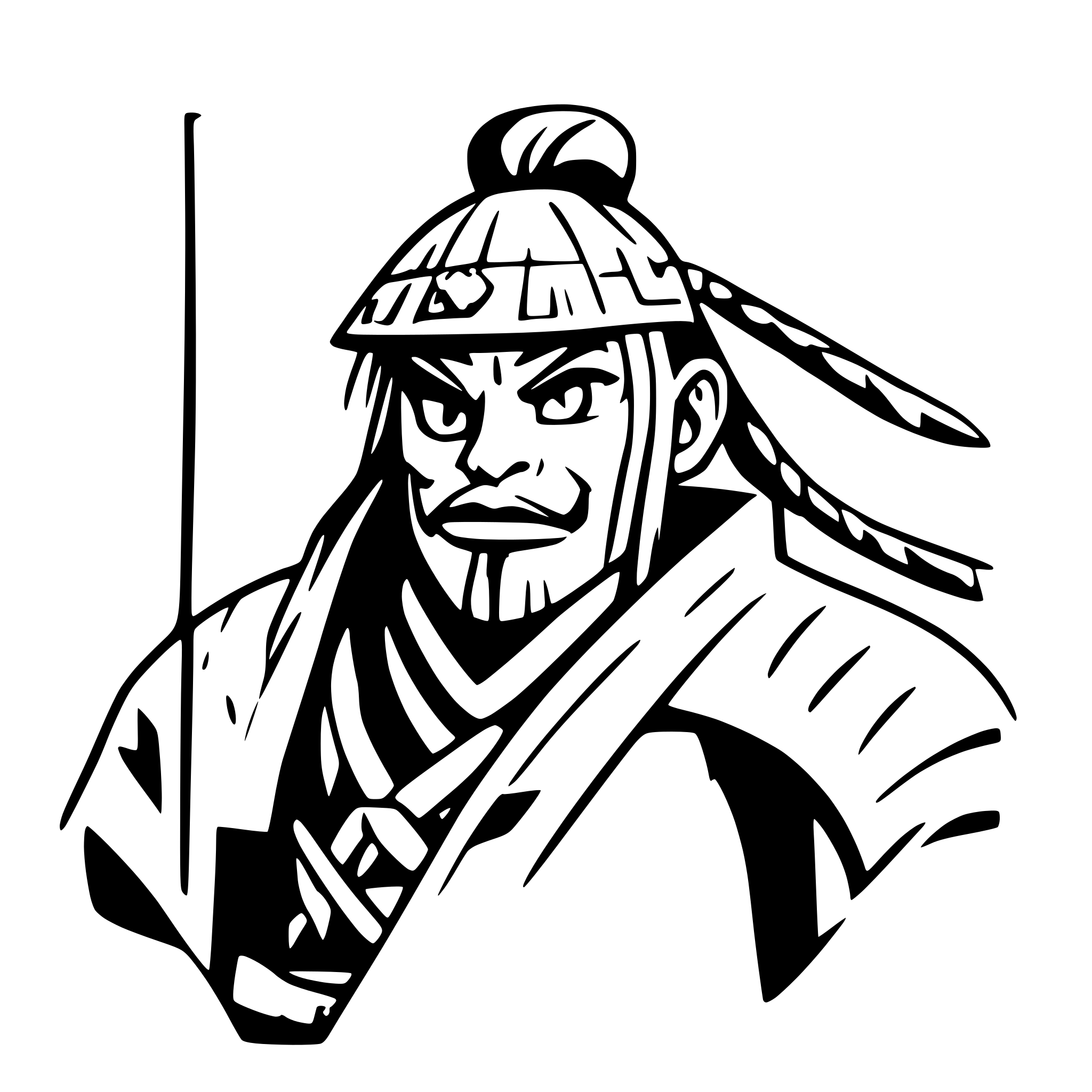 AI-generated SVG of a old samurai warrior, at dawn