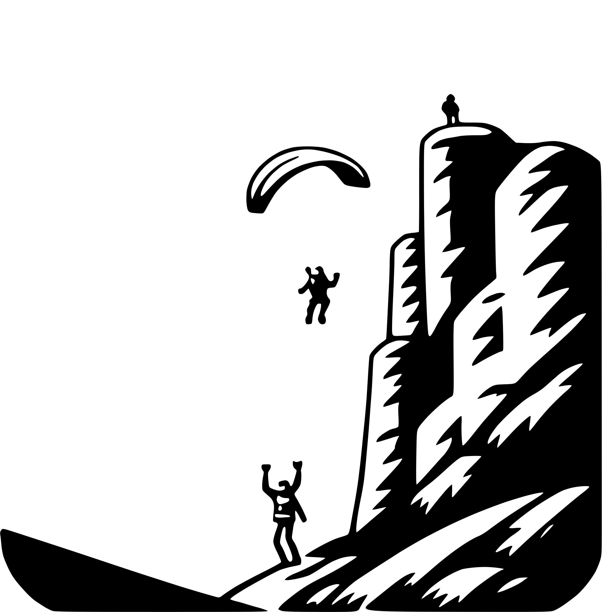 AI-generated SVG of a paragliding over cliffs