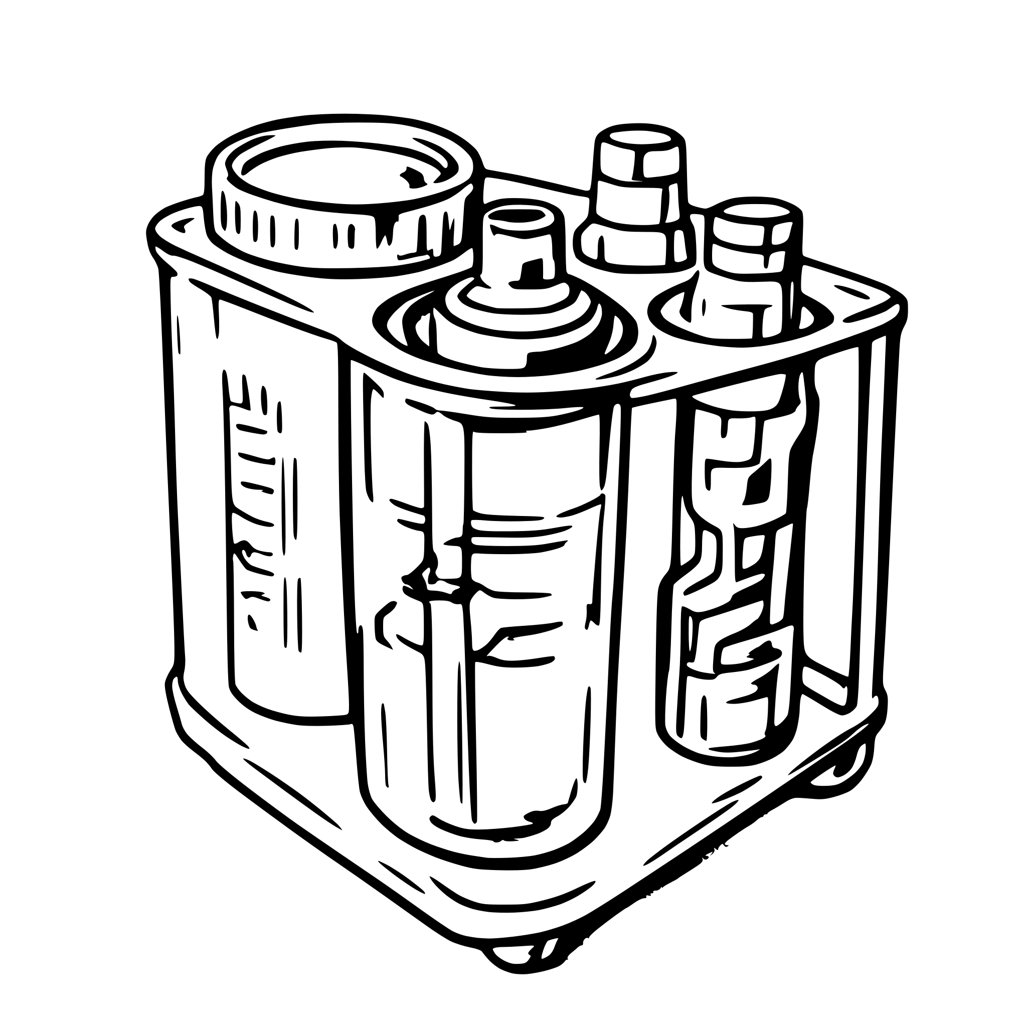 AI-generated SVG of a A detailed scientific illustration of a triple packaging system for transporting a biological sample. The central object is a yellow sample tube, vertically placed, sealed with a black cap and white screw closure, and containing a wavy liquid indicating a biological sample. The tube is placed inside a transparent primary container. This is further enclosed in a larger, translucent, light yellow secondary container with defined edges, shown as a rectangular cuboid. The entire setup is presented o