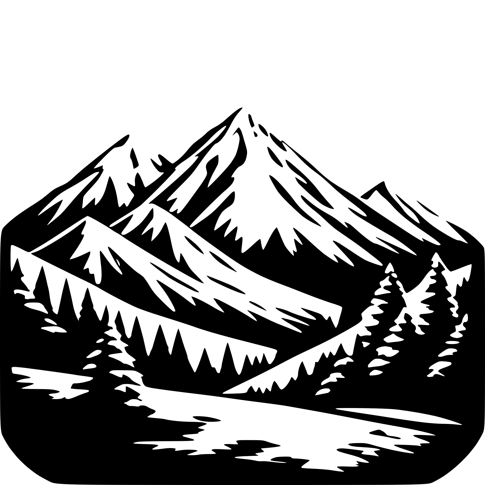 AI-generated SVG of 'Three mountains, one snowcapped'