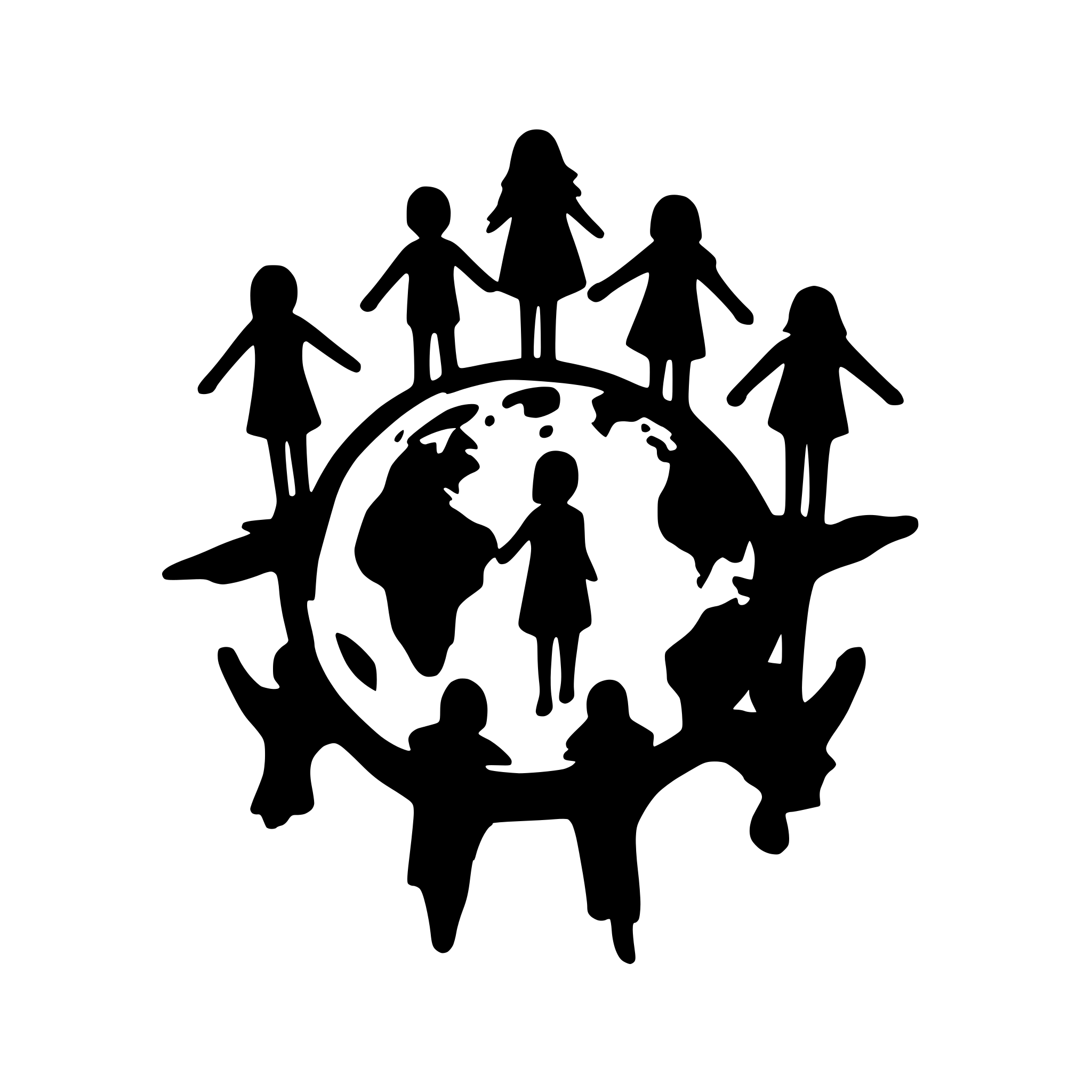 AI-generated SVG of a 10 children holding hands and the world