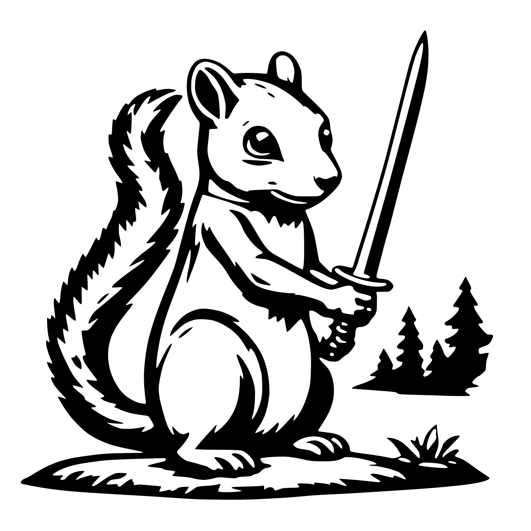 AI-generated SVG of a Squirrel with a sword