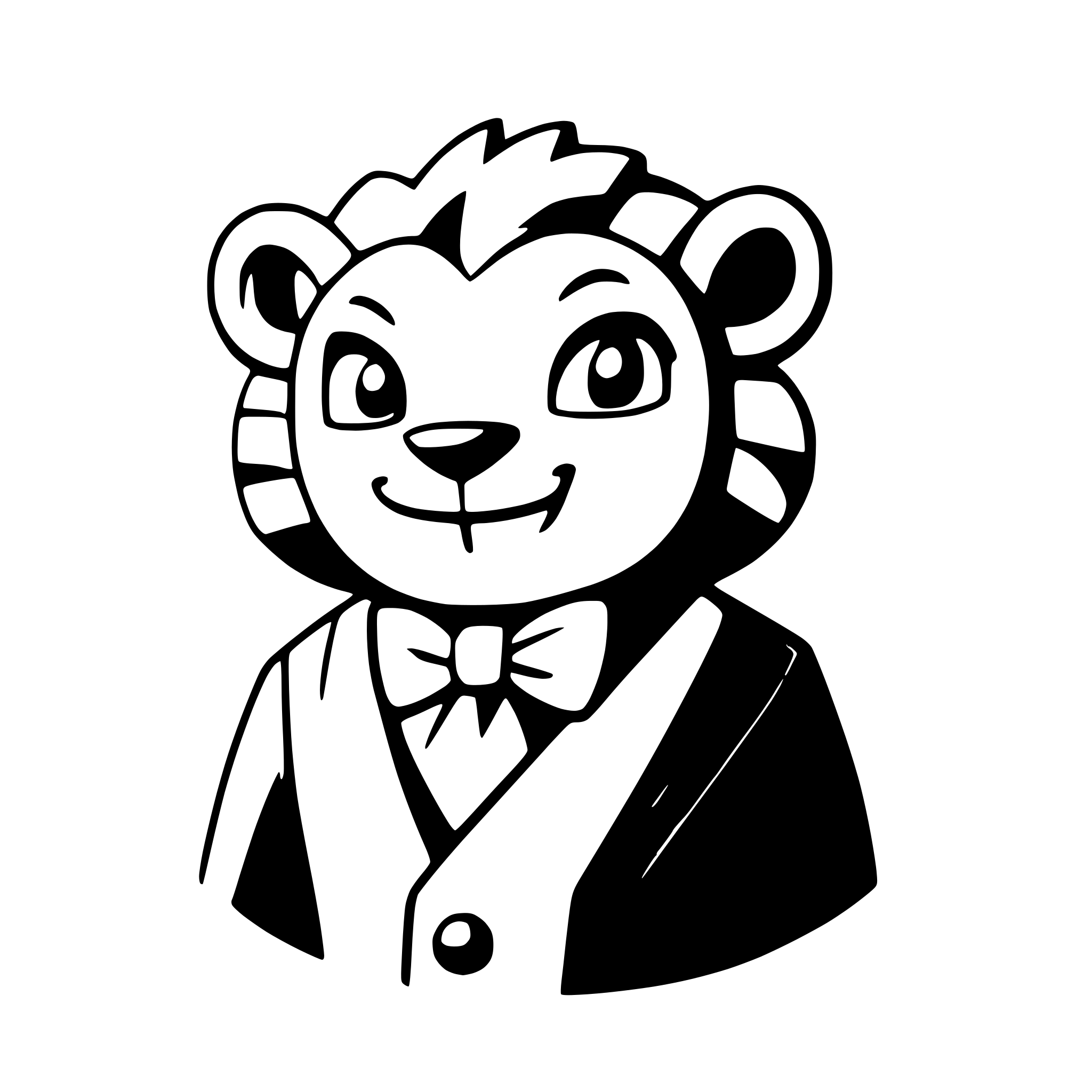 AI-generated SVG of a a friendly lion wearing a bowtie