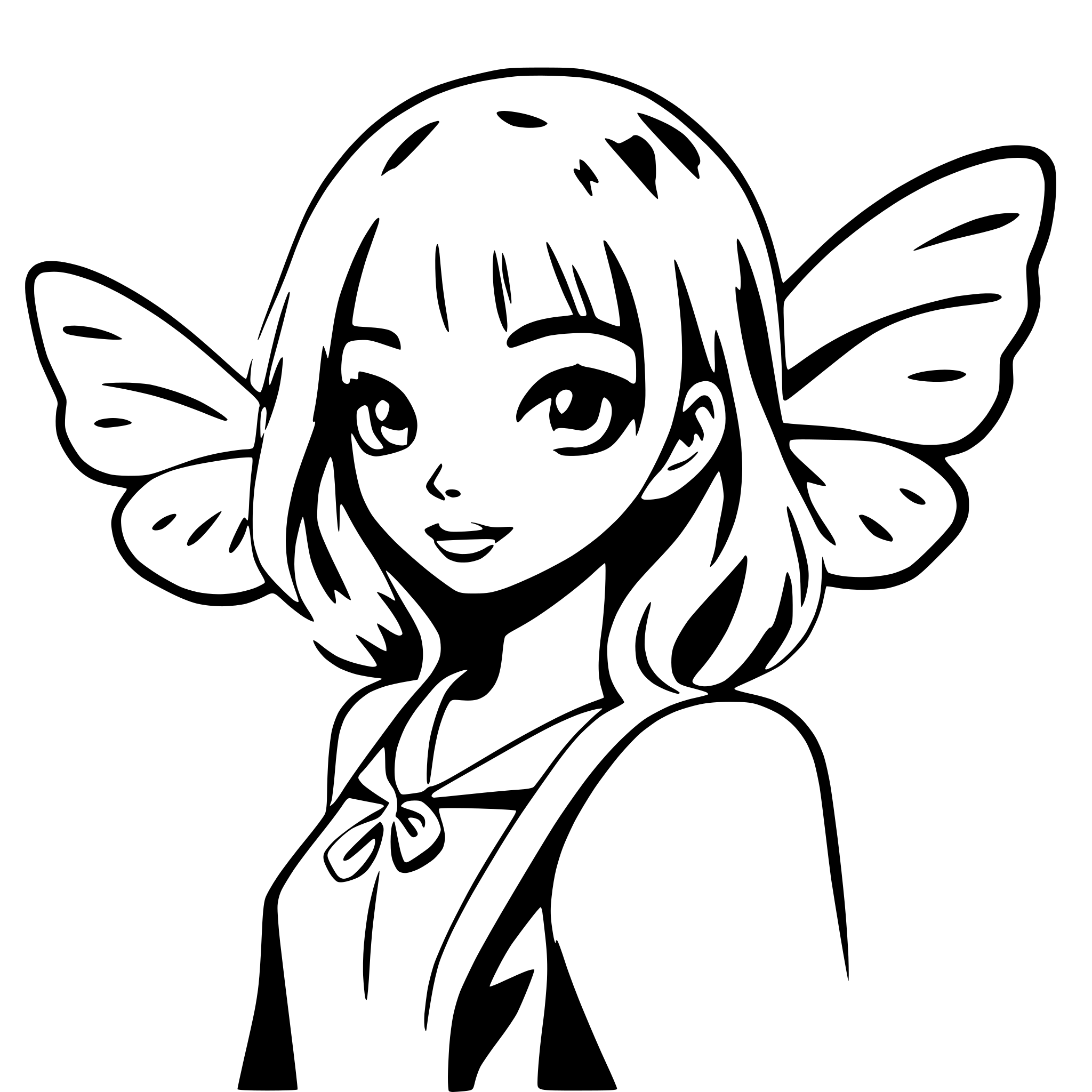 AI-generated SVG of a girl with butterfly wings