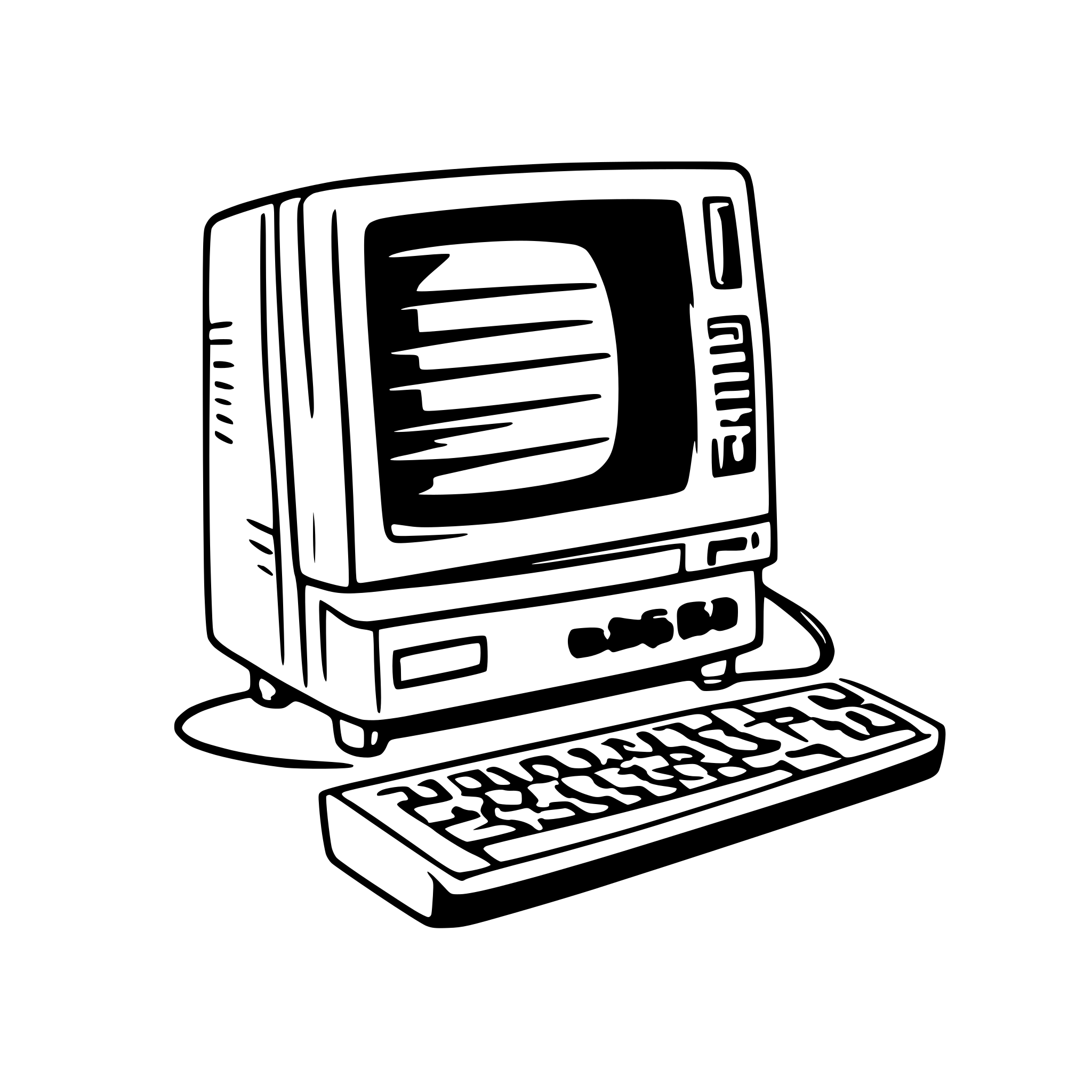 AI-generated SVG of a Vintage Computer - Outline of an old CRT monitor with a small keyboard.