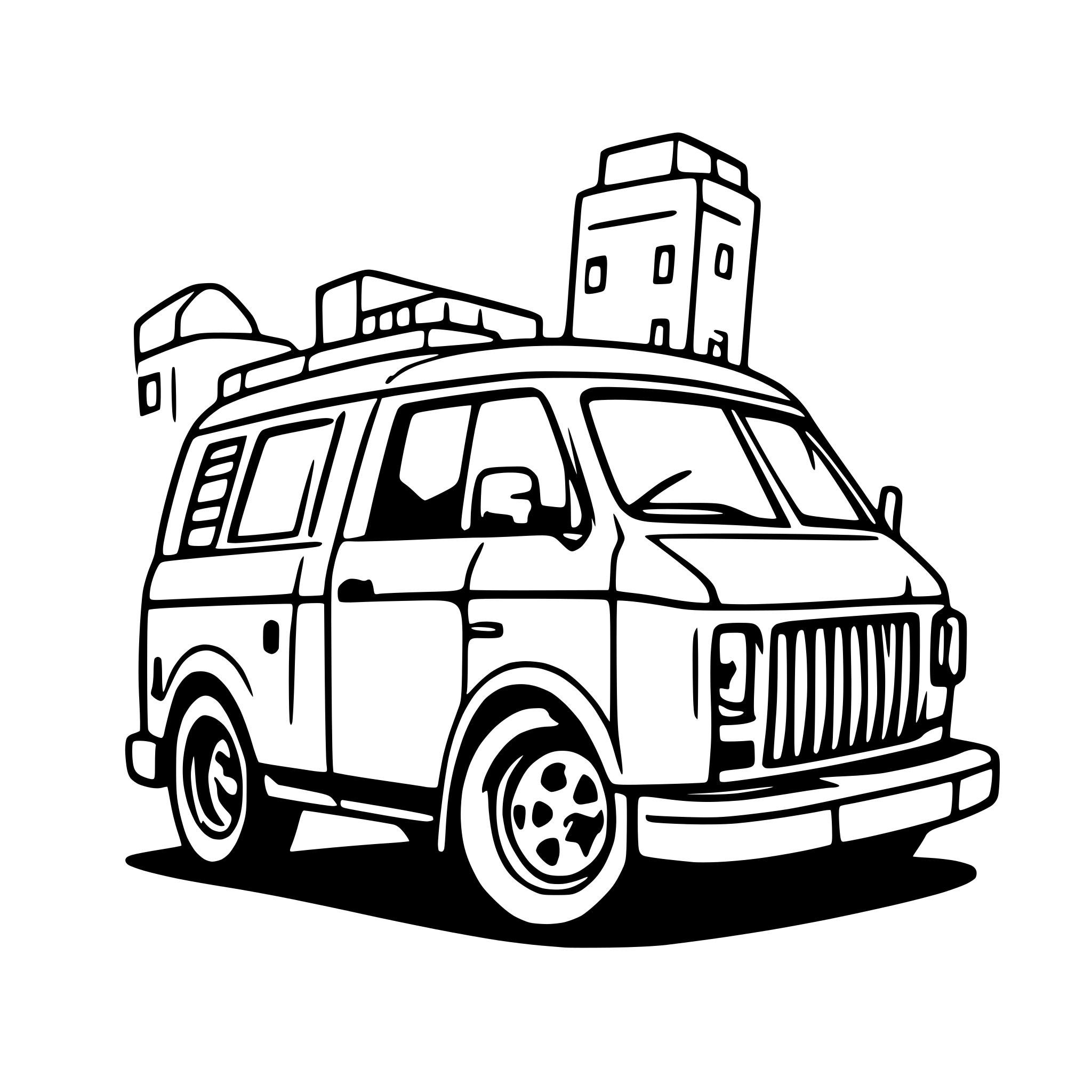 AI-generated SVG of a GMC savana Van with blank background