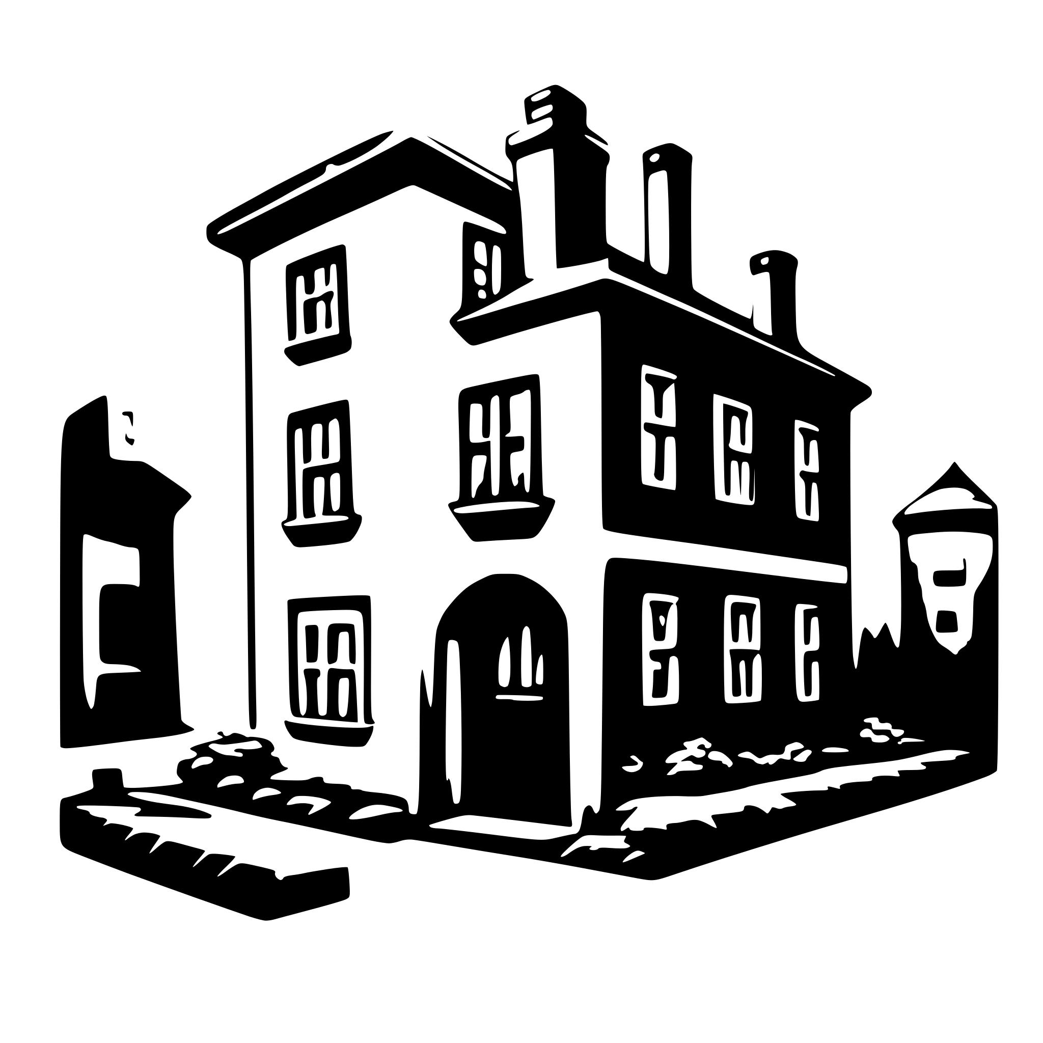 AI-generated SVG of a medieval rowhouse